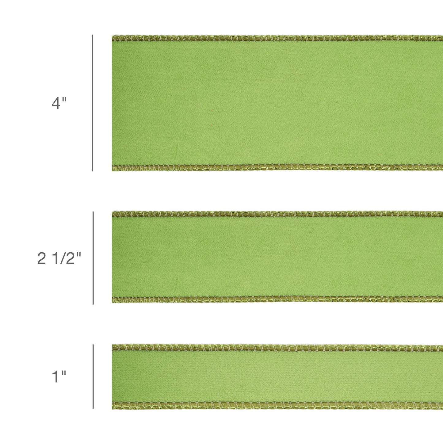 2 1/2" Reversible Classic Velvet Wired Ribbon | Lime/Shimmer Lime | 10 Yard Roll - TheBOX