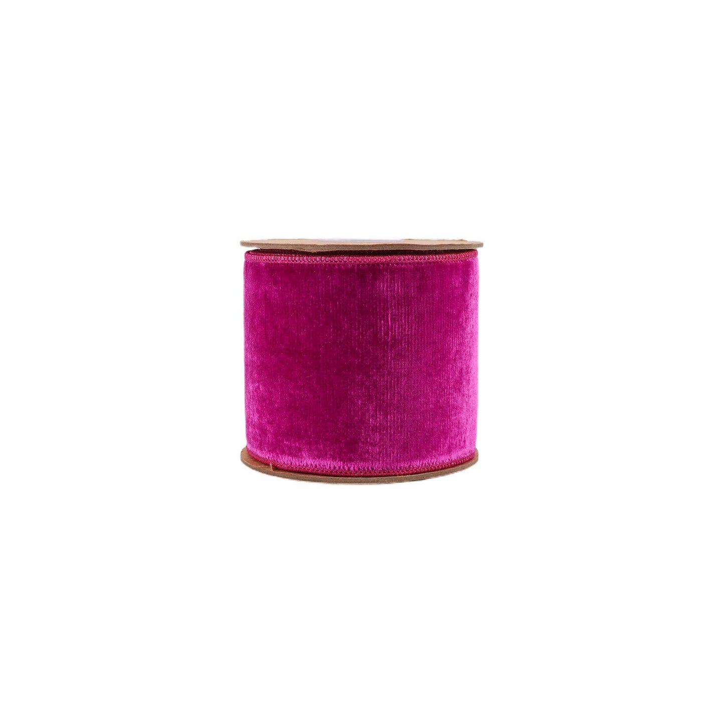 4" Wired Premium Velvet Ribbon | Hot Pink w/ Pink Dupioni Backing | 5 Yard Roll - TheBOX