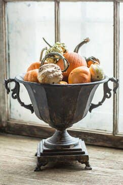 Distressed Black Iron Urn - TheBOX