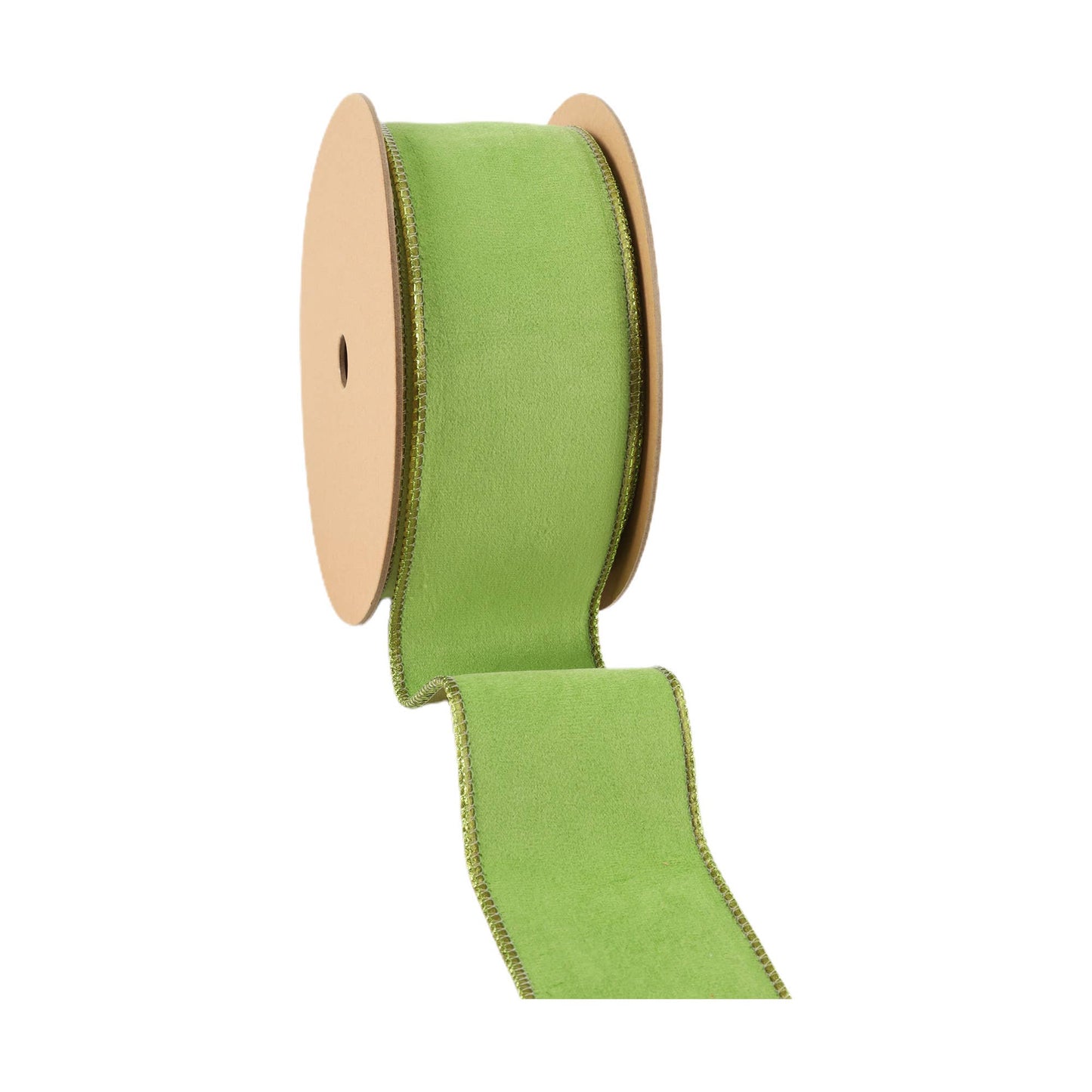 2 1/2" Reversible Classic Velvet Wired Ribbon | Lime/Shimmer Lime | 10 Yard Roll - TheBOX