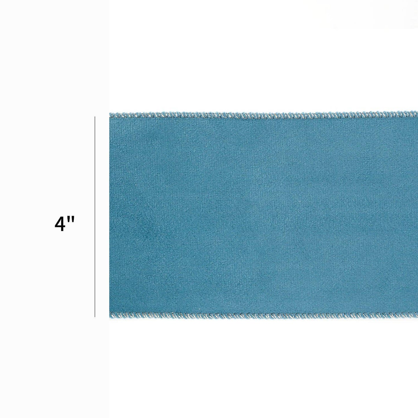 4" Reversible Classic Velvet/Shimmer Wired Ribbon | Military Blue/Lt. Silver | 10 Yard Roll - TheBOX