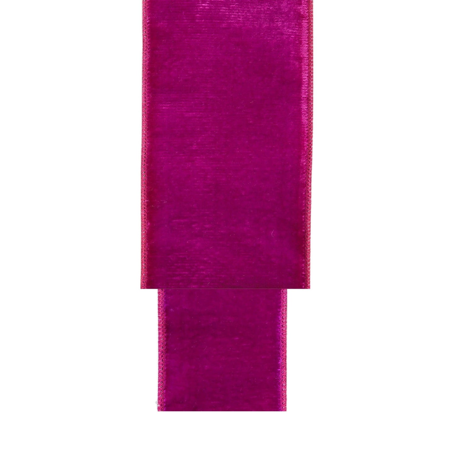 4" Wired Premium Velvet Ribbon | Hot Pink w/ Pink Dupioni Backing | 5 Yard Roll - TheBOX