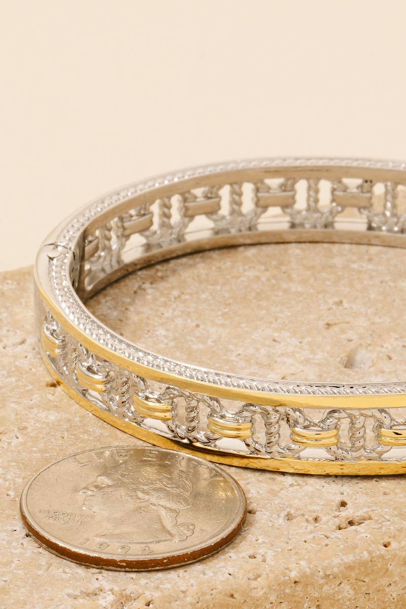 Luxe Link Two-Tone Bangle Bracelet - TheBOX