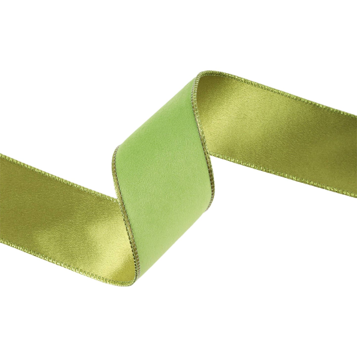 2 1/2" Reversible Classic Velvet Wired Ribbon | Lime/Shimmer Lime | 10 Yard Roll - TheBOX