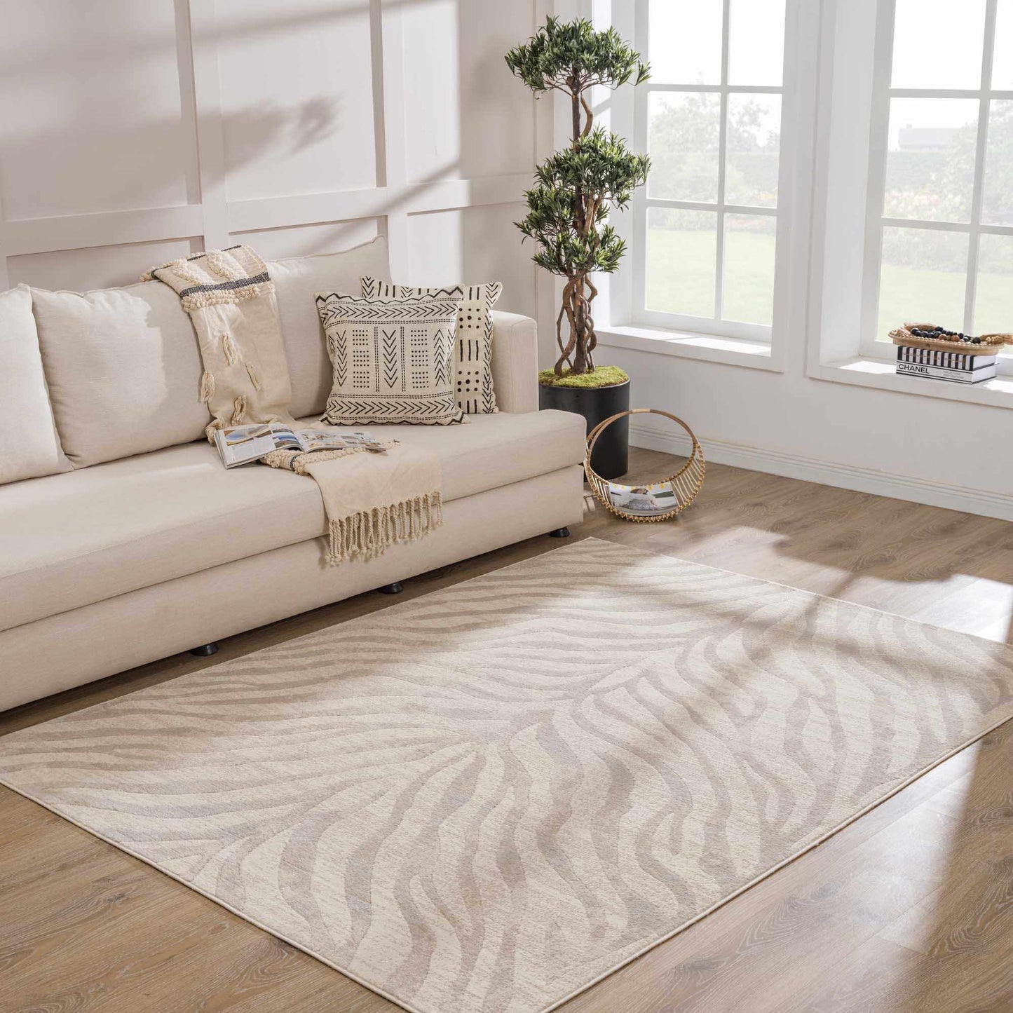 Beige Manteca Zebra Print Area Rug - TheBOX