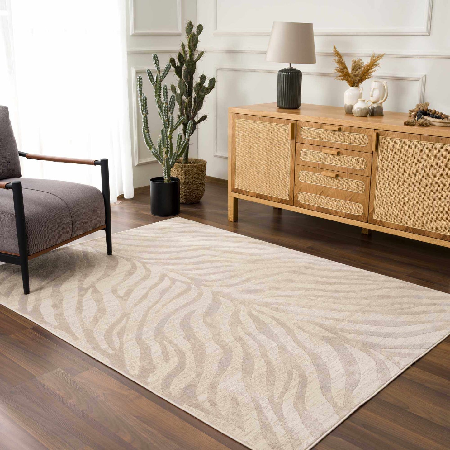 Beige Manteca Zebra Print Area Rug - TheBOX