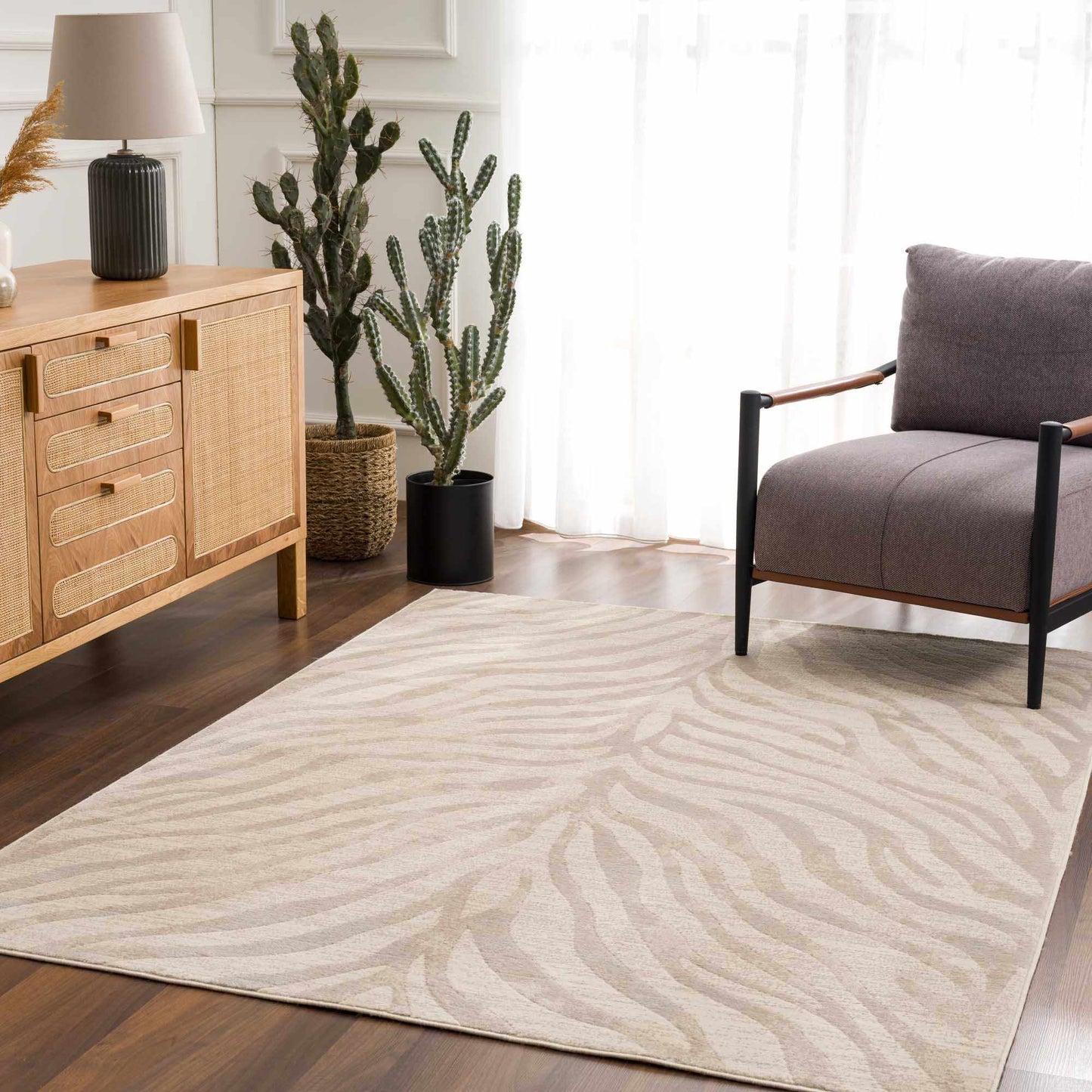 Beige Manteca Zebra Print Area Rug - TheBOX