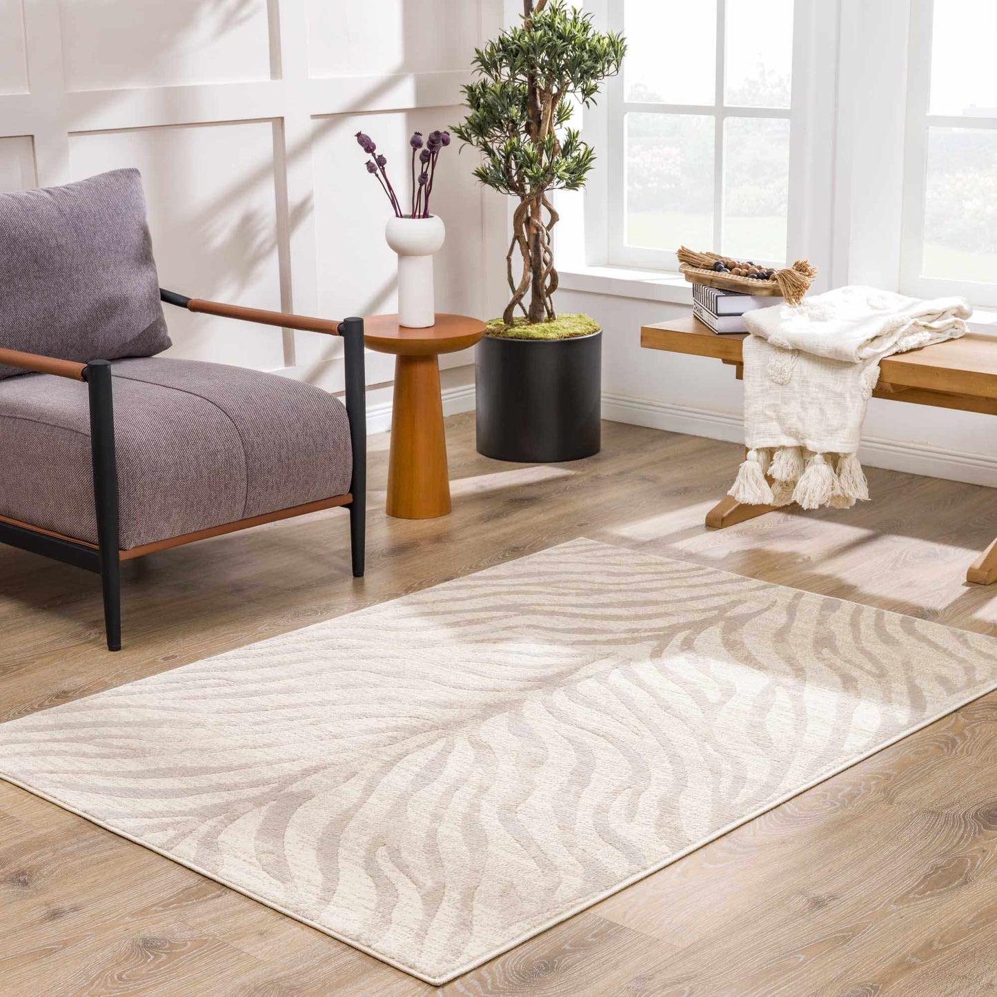 Beige Manteca Zebra Print Area Rug - TheBOX