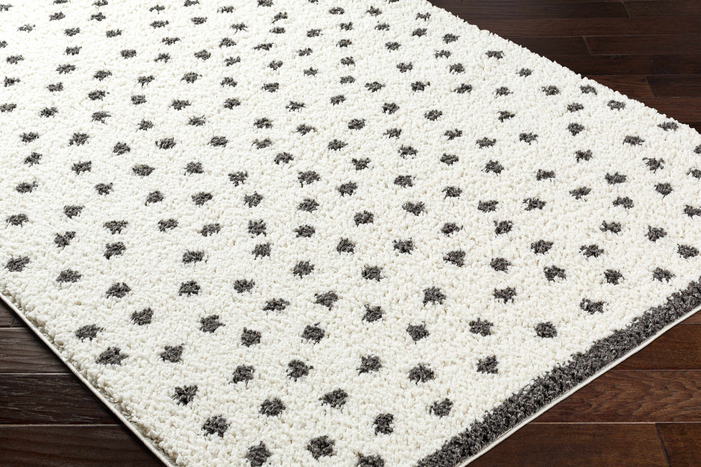 Chaia Dotted Black & White Plush Rug - TheBOX
