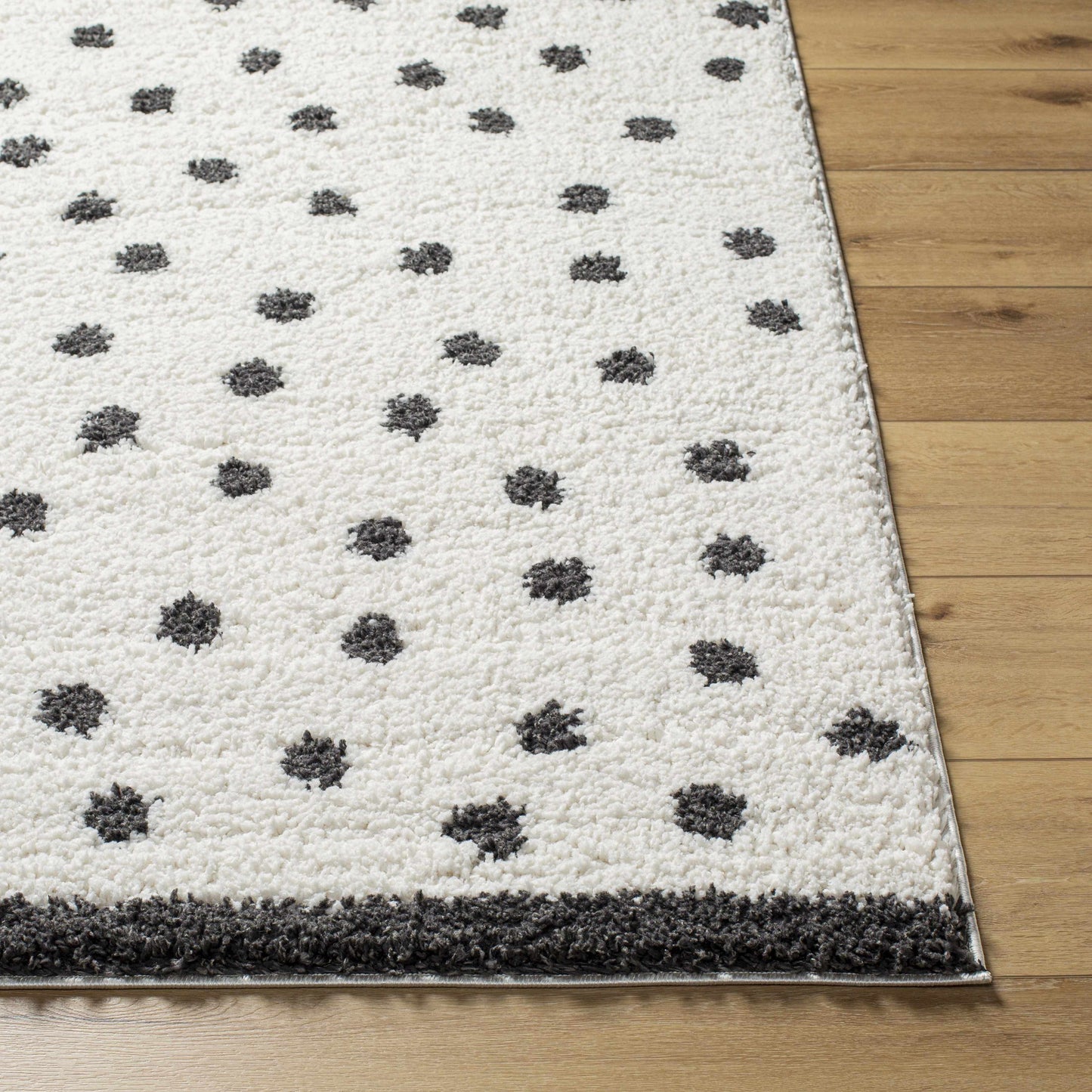 Chaia Dotted Black & White Plush Rug - TheBOX