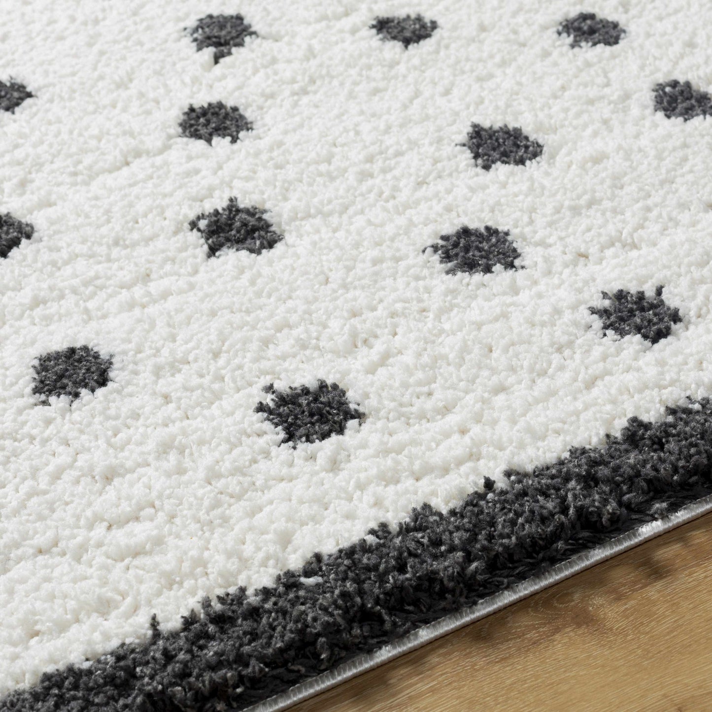 Chaia Dotted Black & White Plush Rug - TheBOX