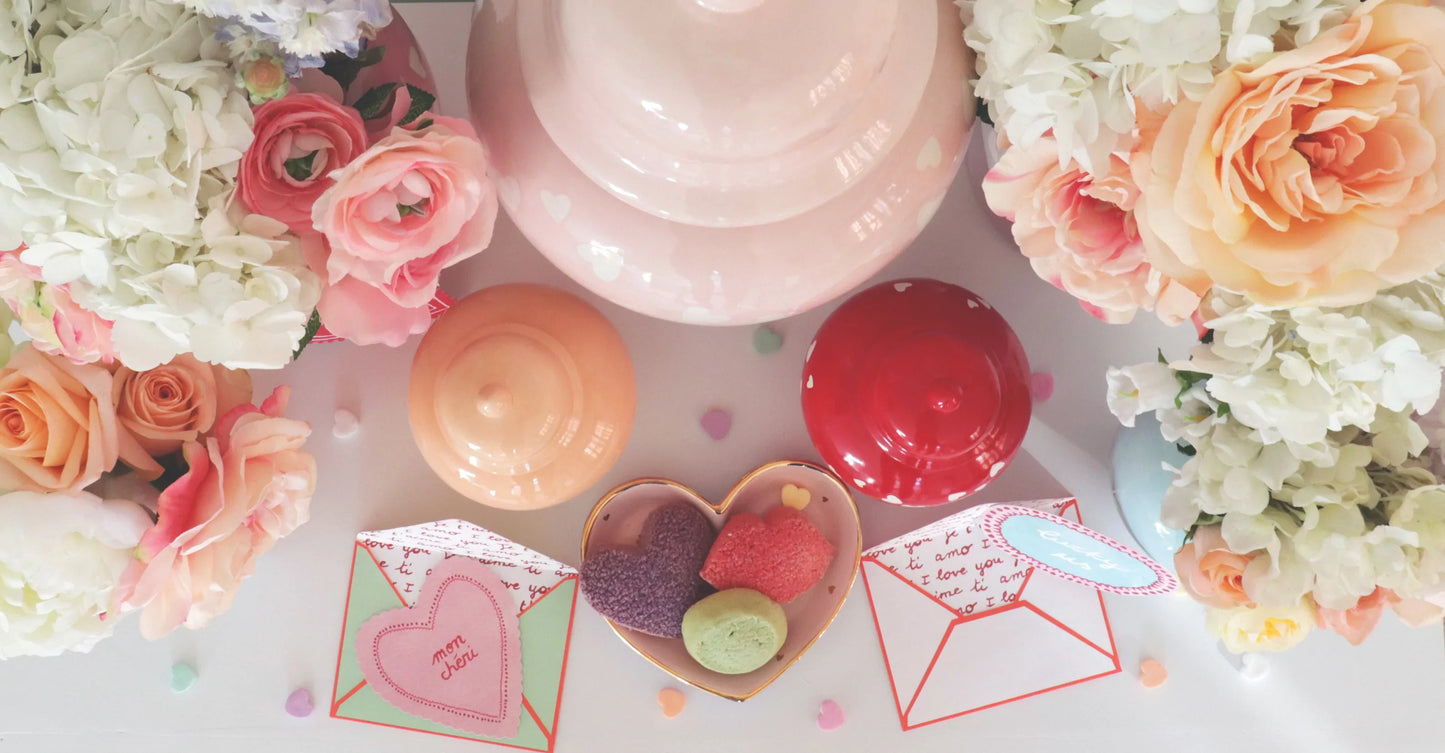 Artistic shot of the 'Love is in the Air' ginger jar, emphasizing its vibrant red color.