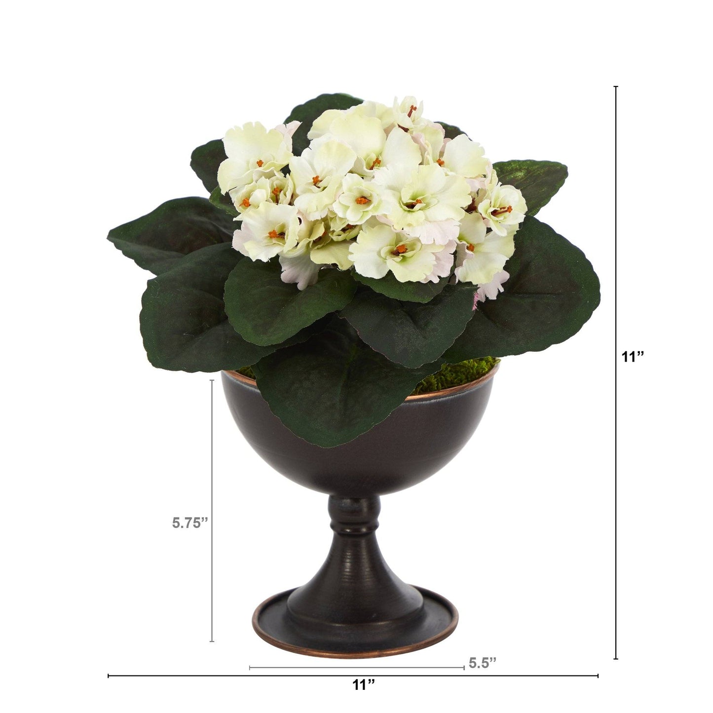 11” African Violet Artificial Plant in Metal Chalice - TheBOX