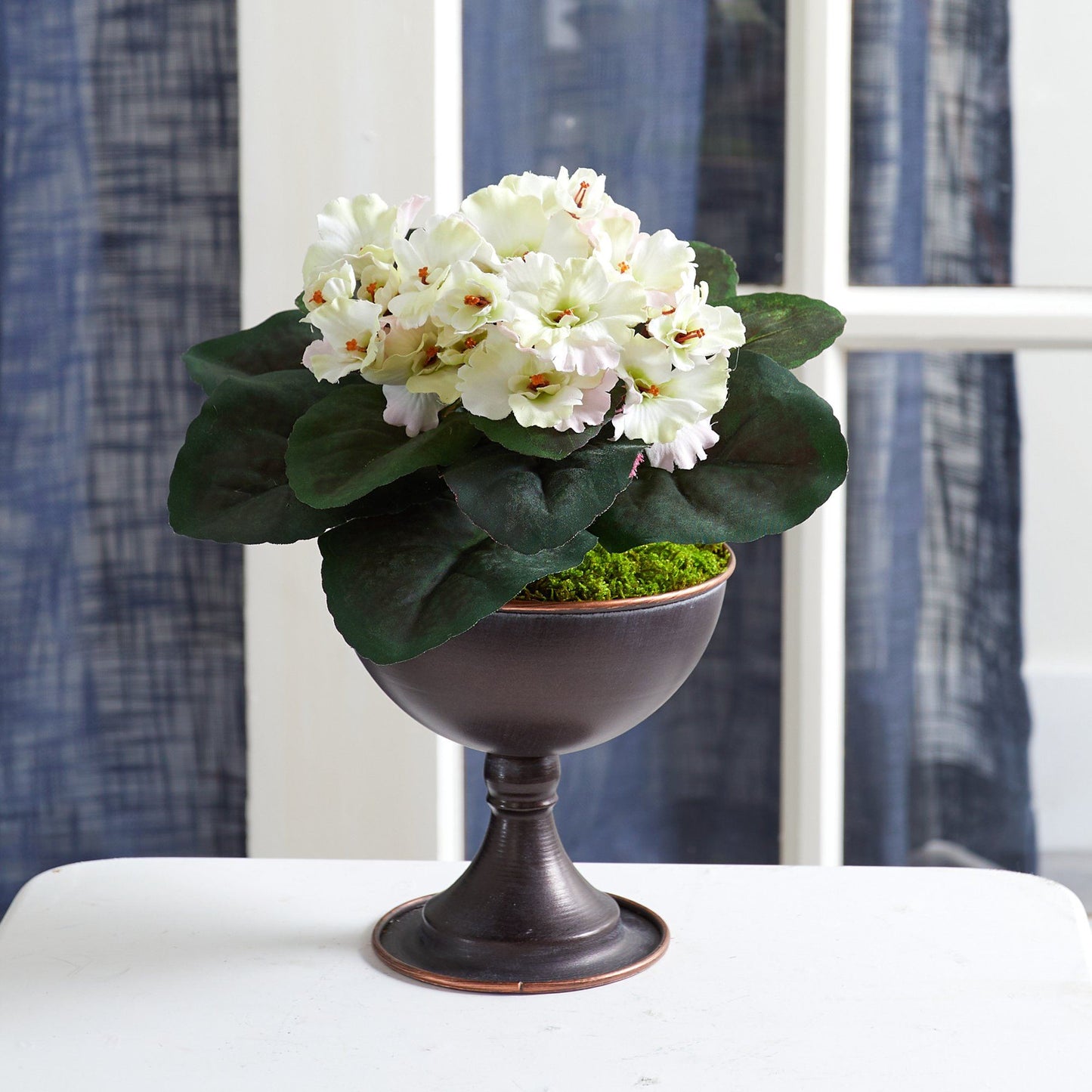 11” African Violet Artificial Plant in Metal Chalice - TheBOX