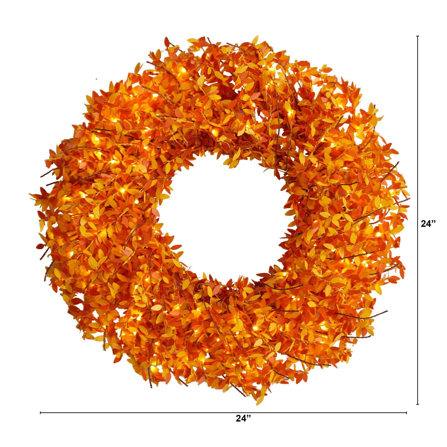 24” Harvest Fall Pre-Lit Wreath with 100 Micro Dot LED lightss - TheBOX