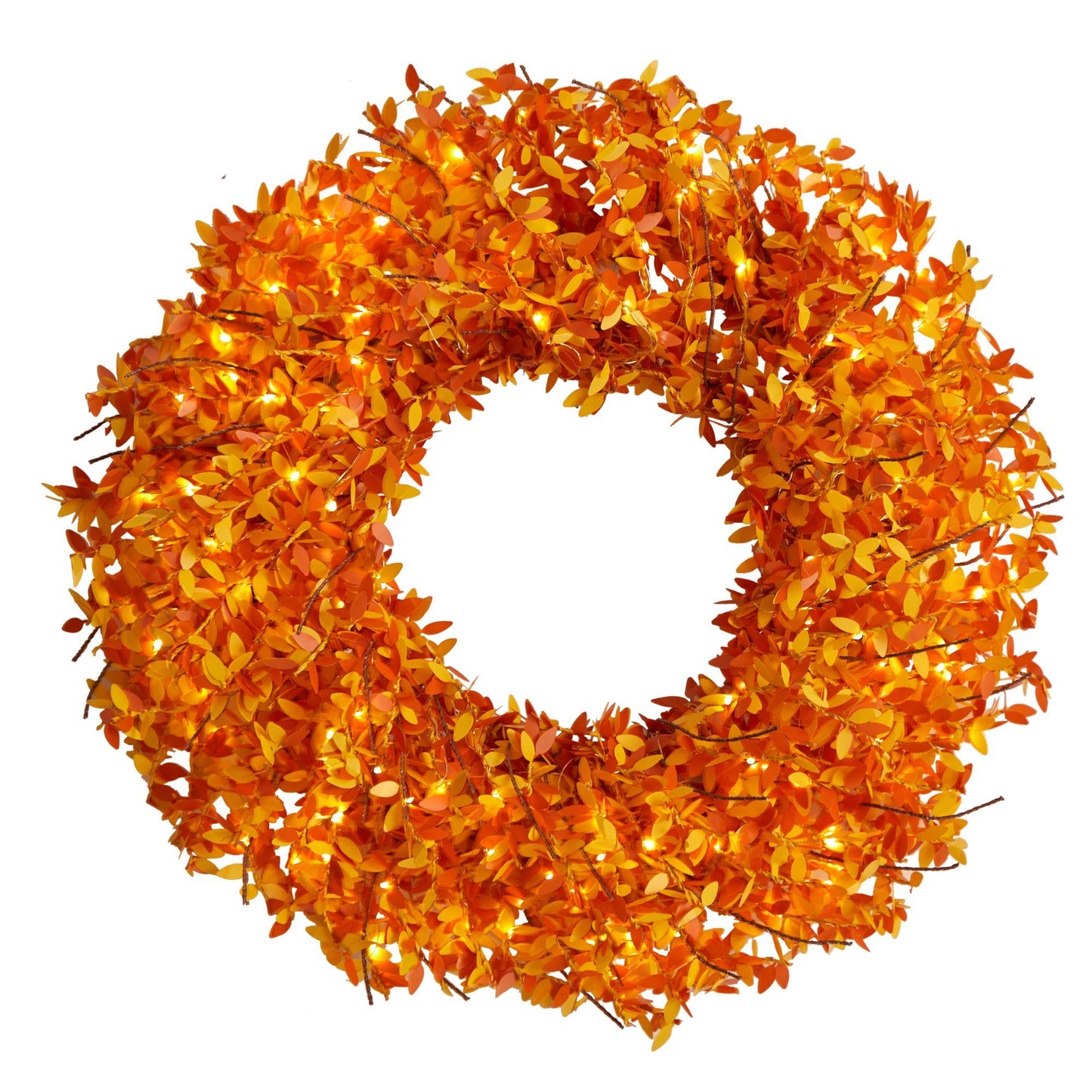 24” Harvest Fall Pre-Lit Wreath with 100 Micro Dot LED lightss - TheBOX