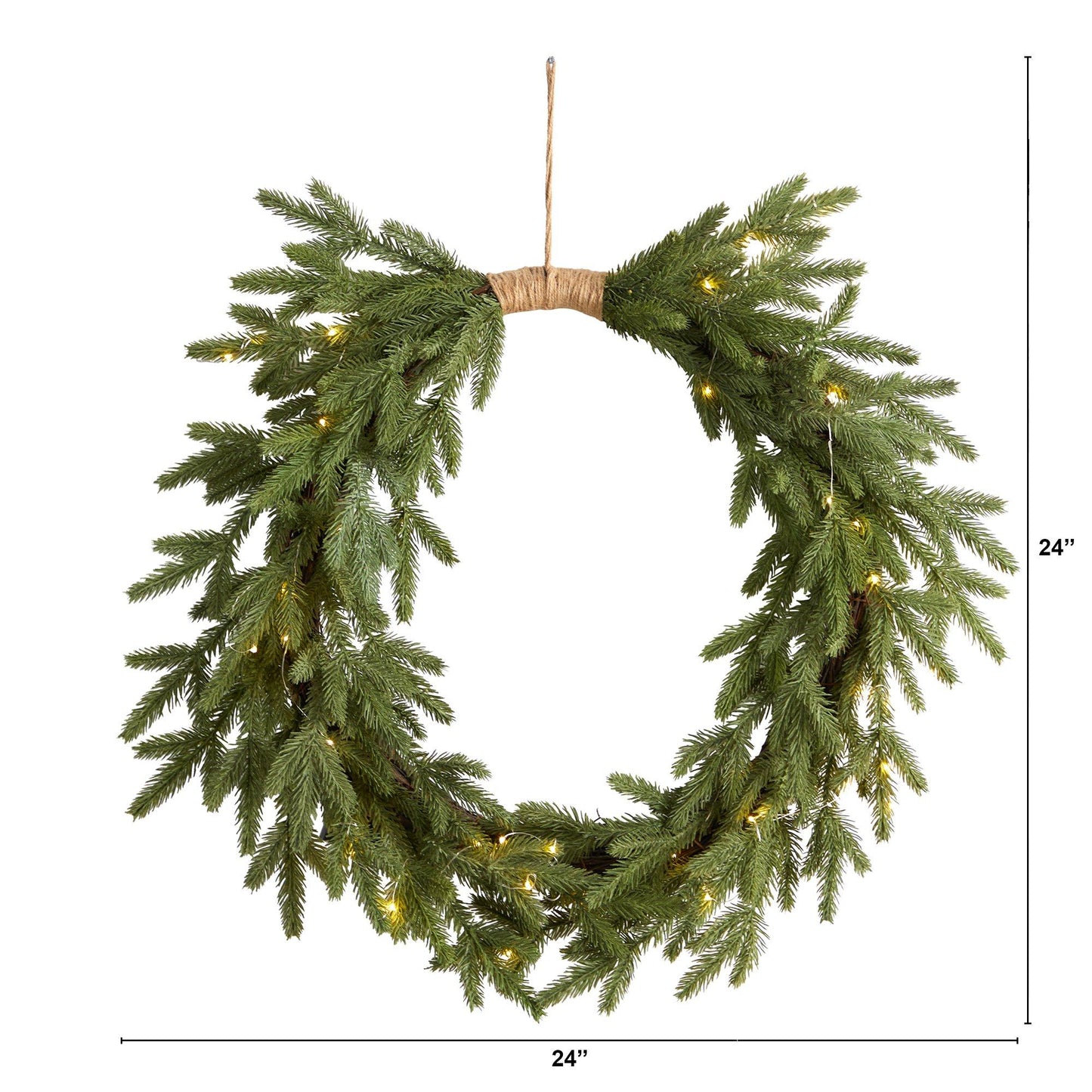24" Holiday Christmas Pre-Lit Cascading Pine Wreath - TheBOX