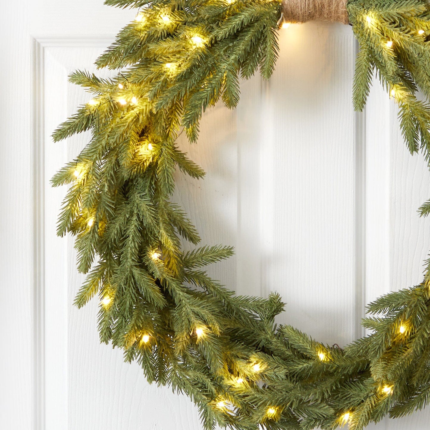 24" Holiday Christmas Pre-Lit Cascading Pine Wreath - TheBOX