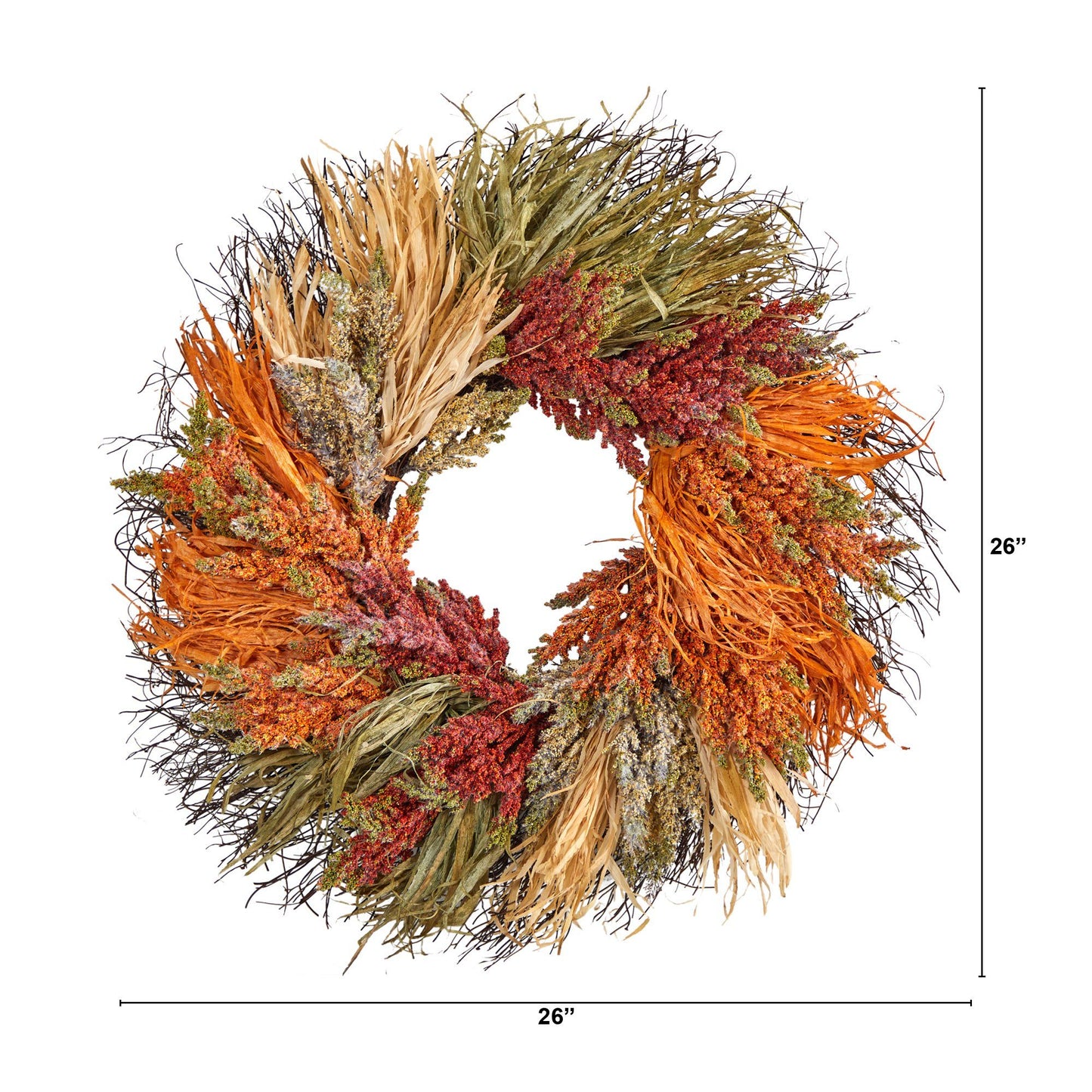 26” Fall Sorghum Harvest Autumn Artificial Wreath - TheBOX