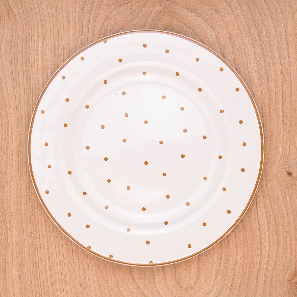 Polka Dot Plate White/Gold 8" - TheBOX