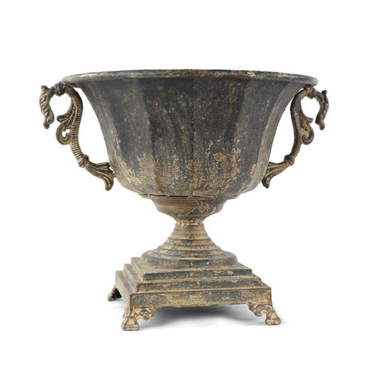 Distressed Black Iron Urn - TheBOX