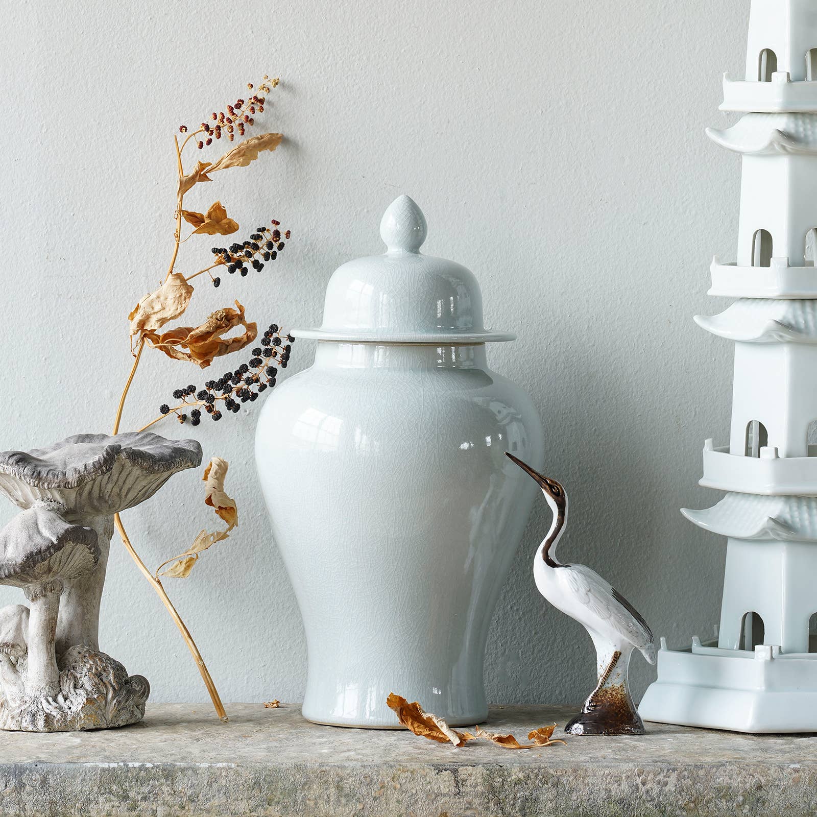 Jingdezhen Porcelain Crackle Glaze Temple Jar - TheBOX