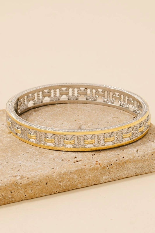 Luxe Link Two-Tone Bangle Bracelet - TheBOX