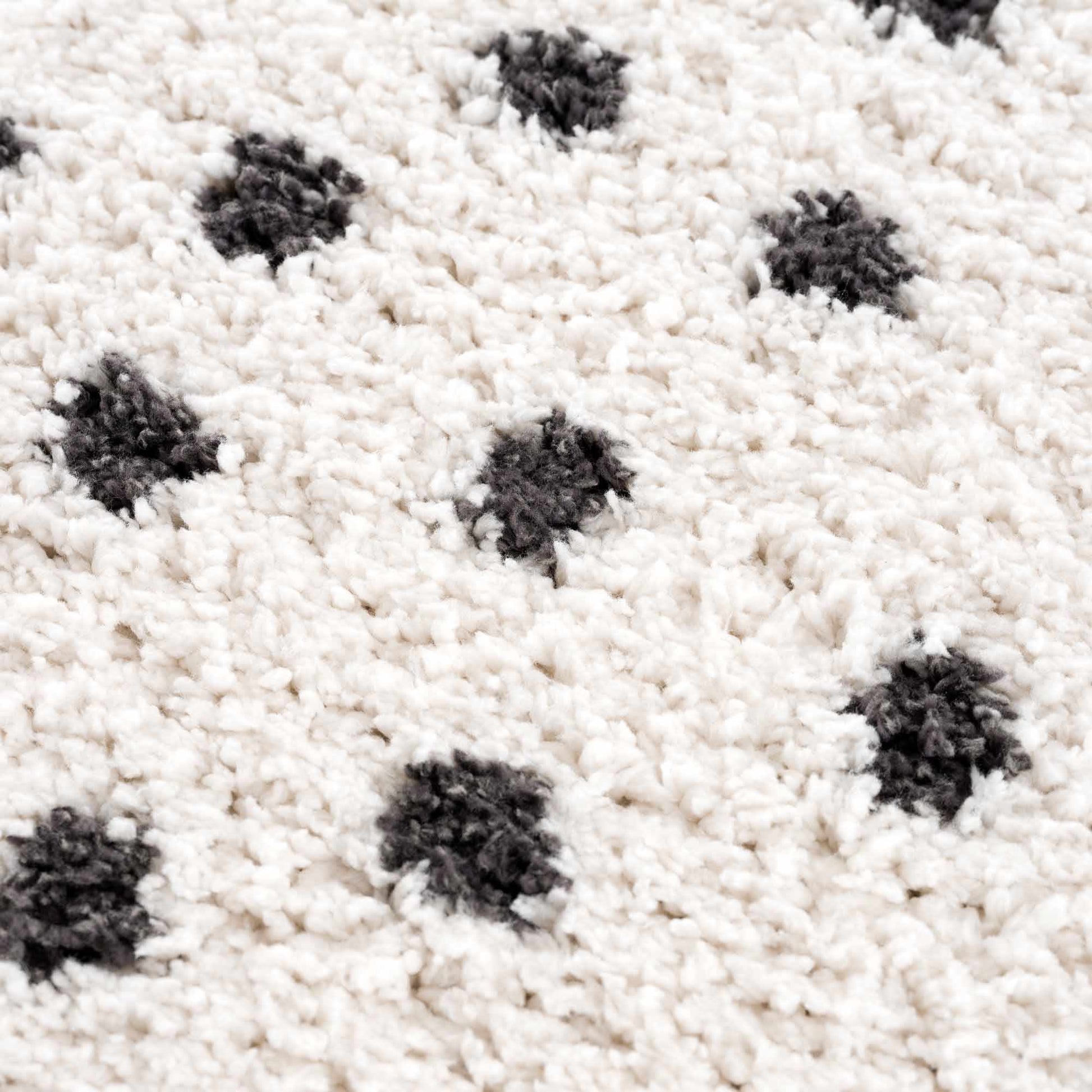 Chaia Dotted Black & White Plush Rug - TheBOX