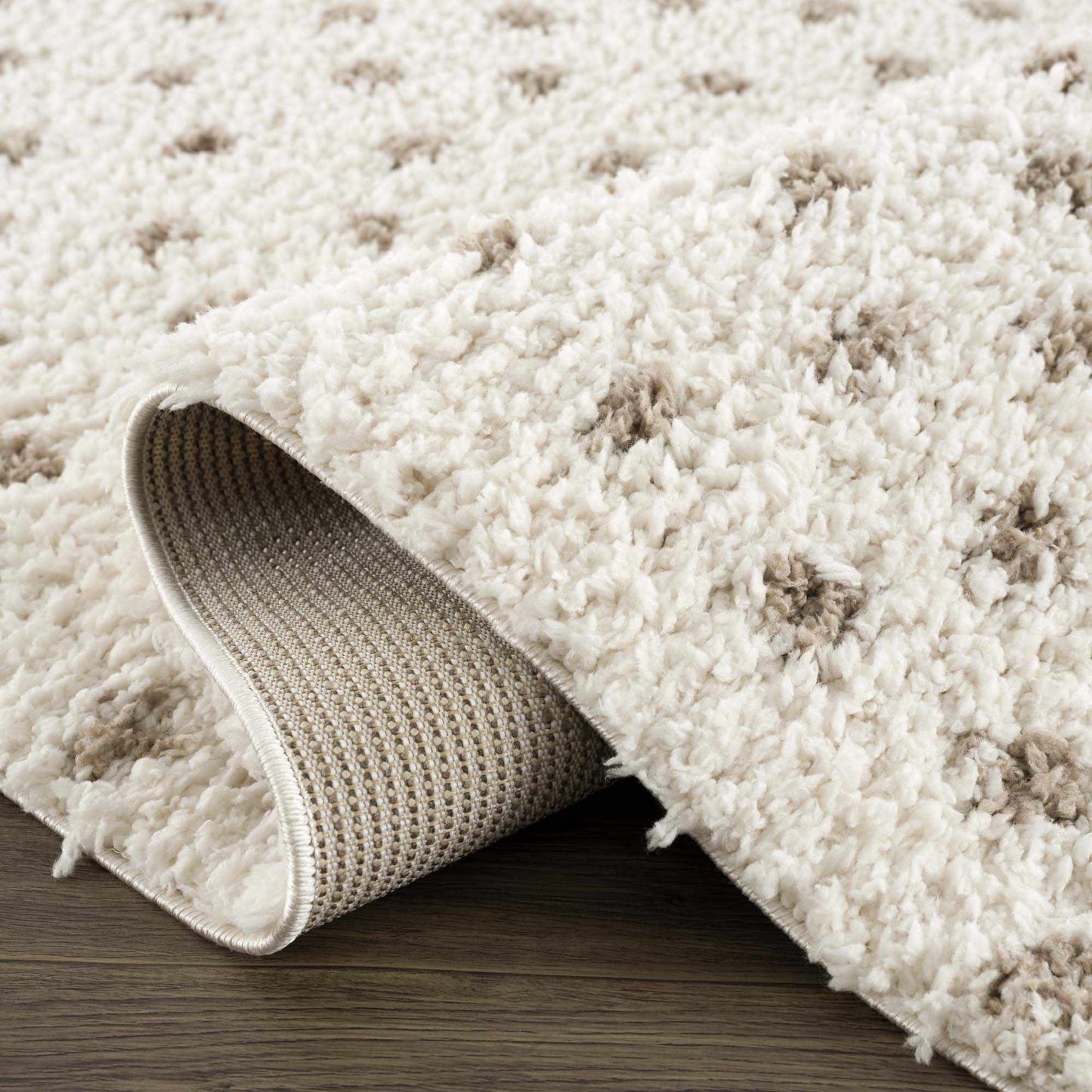 Chaia Dotted Cream & Brown Plush Rug - TheBOX
