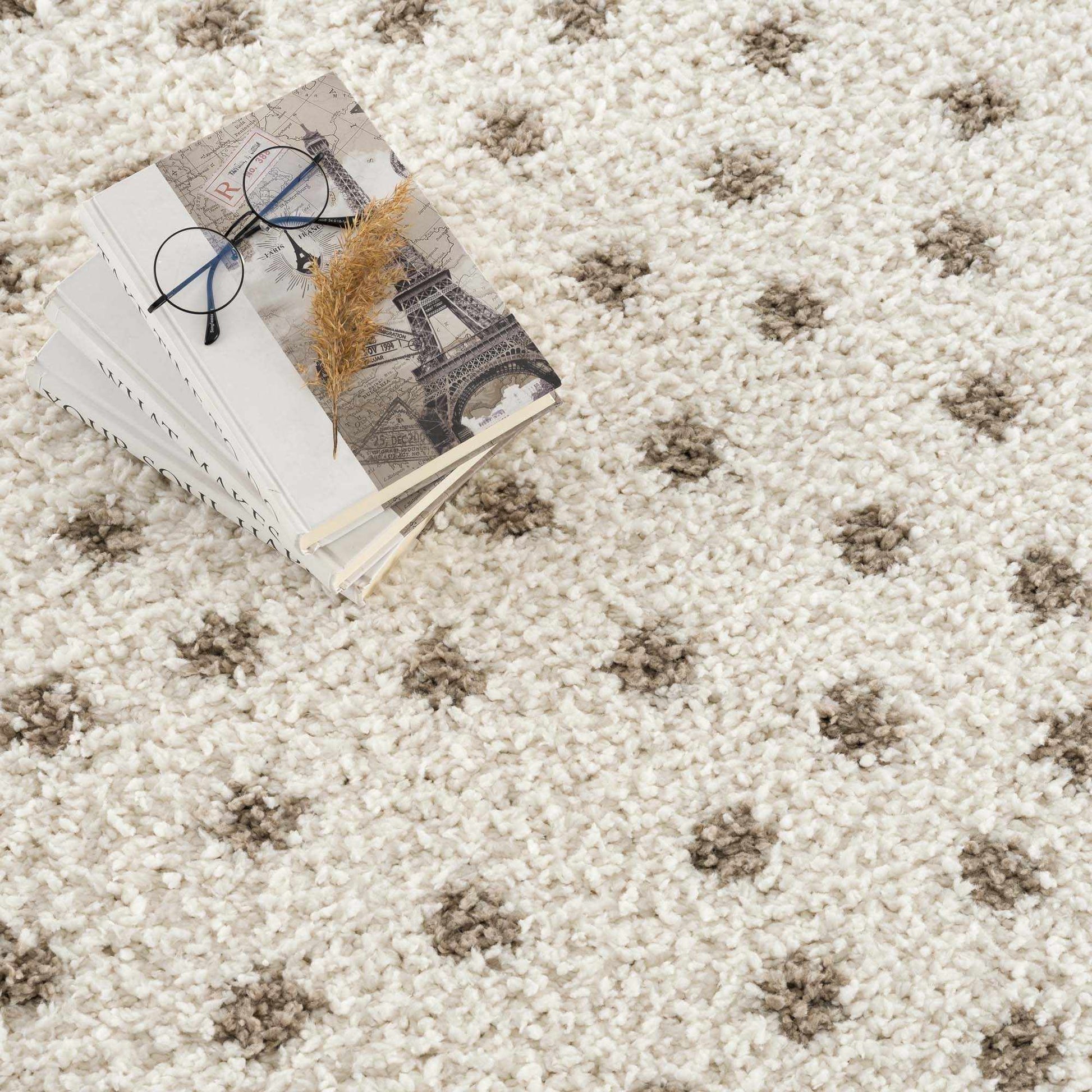 Chaia Dotted Cream & Brown Plush Rug - TheBOX