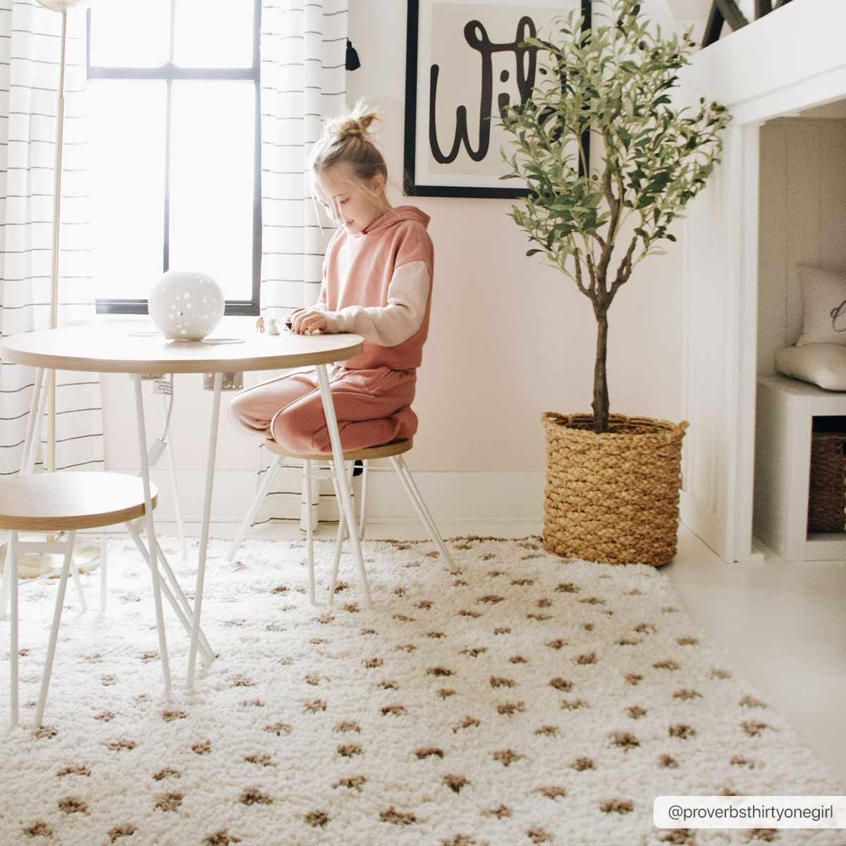Chaia Dotted Cream & Brown Plush Rug - TheBOX