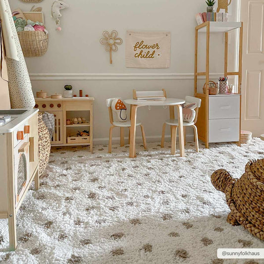 Chaia Dotted Cream & Gray Plush Rug - TheBOX