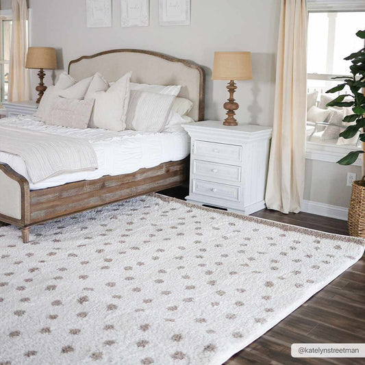 Chaia Dotted Cream & Brown Plush Rug - TheBOX