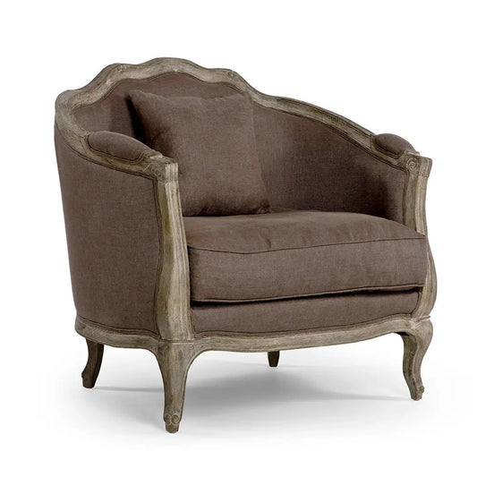 Maison Love Chair / Single Sofa Color/Fabric: Aubergine Linen - TheBOX