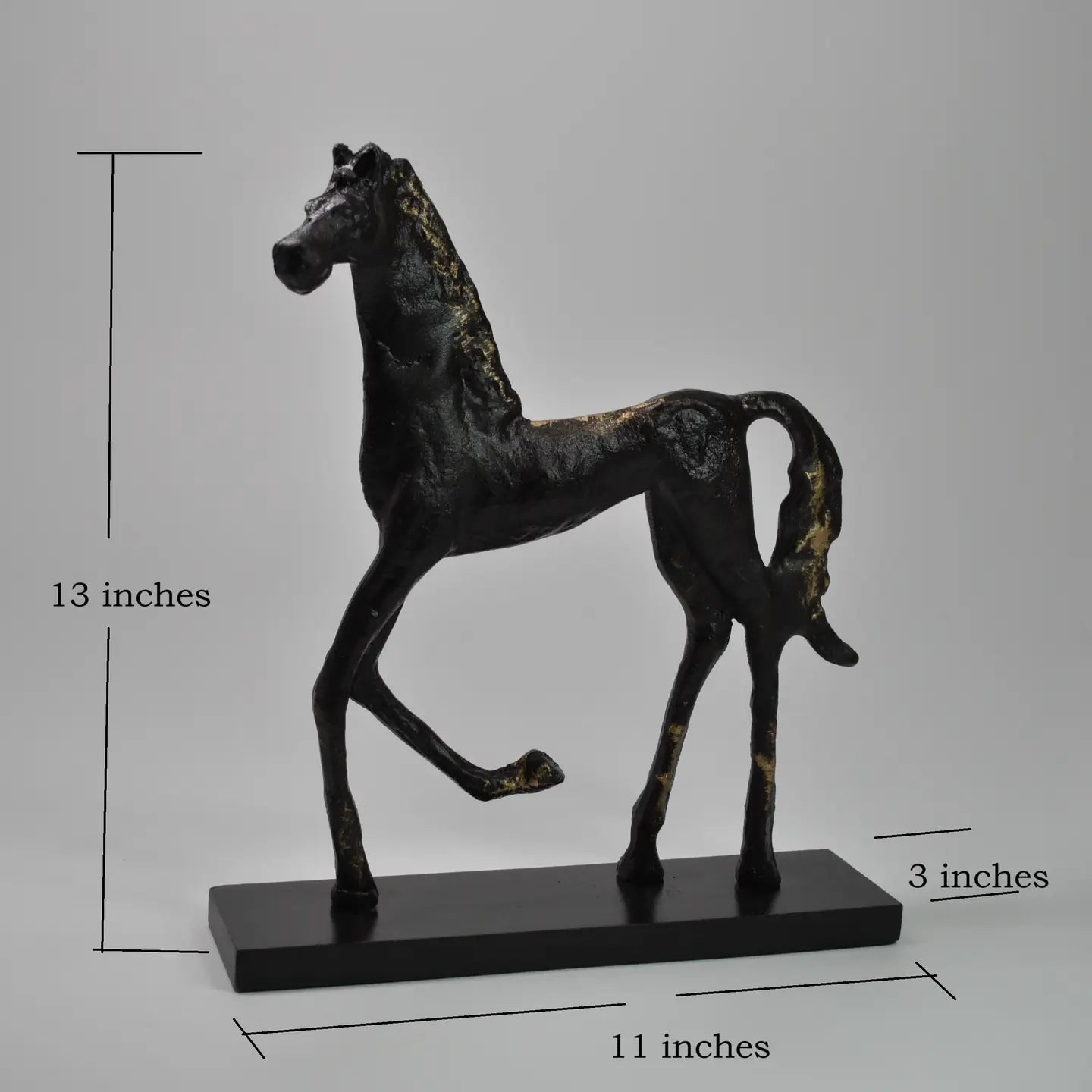 Horse Figurines Metal Oil Rubbed Bronze with Gold Accent Set - TheBOX