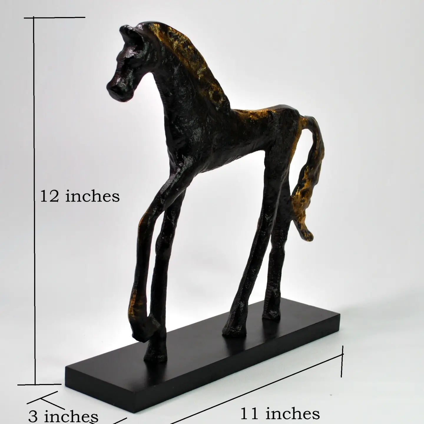Horse Figurines Metal Oil Rubbed Bronze with Gold Accent Set - TheBOX
