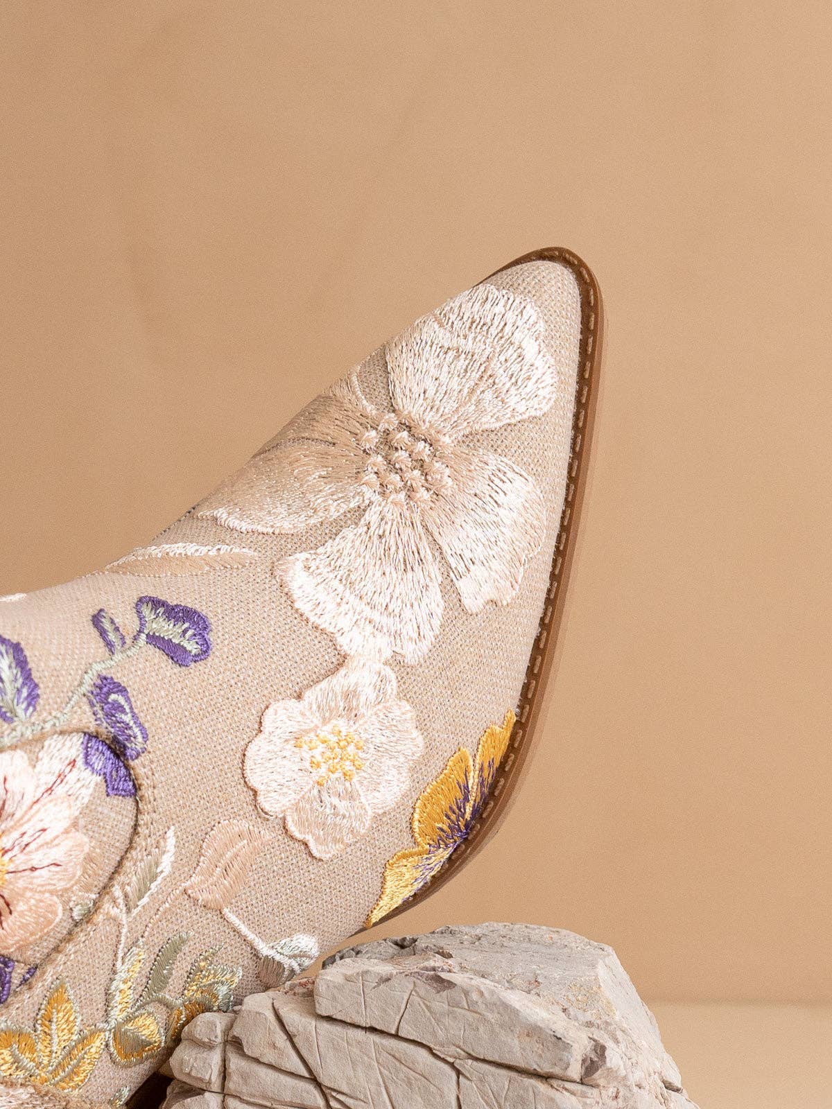 The Jolene|Taupe Floral Applique Western Boot - TheBOX
