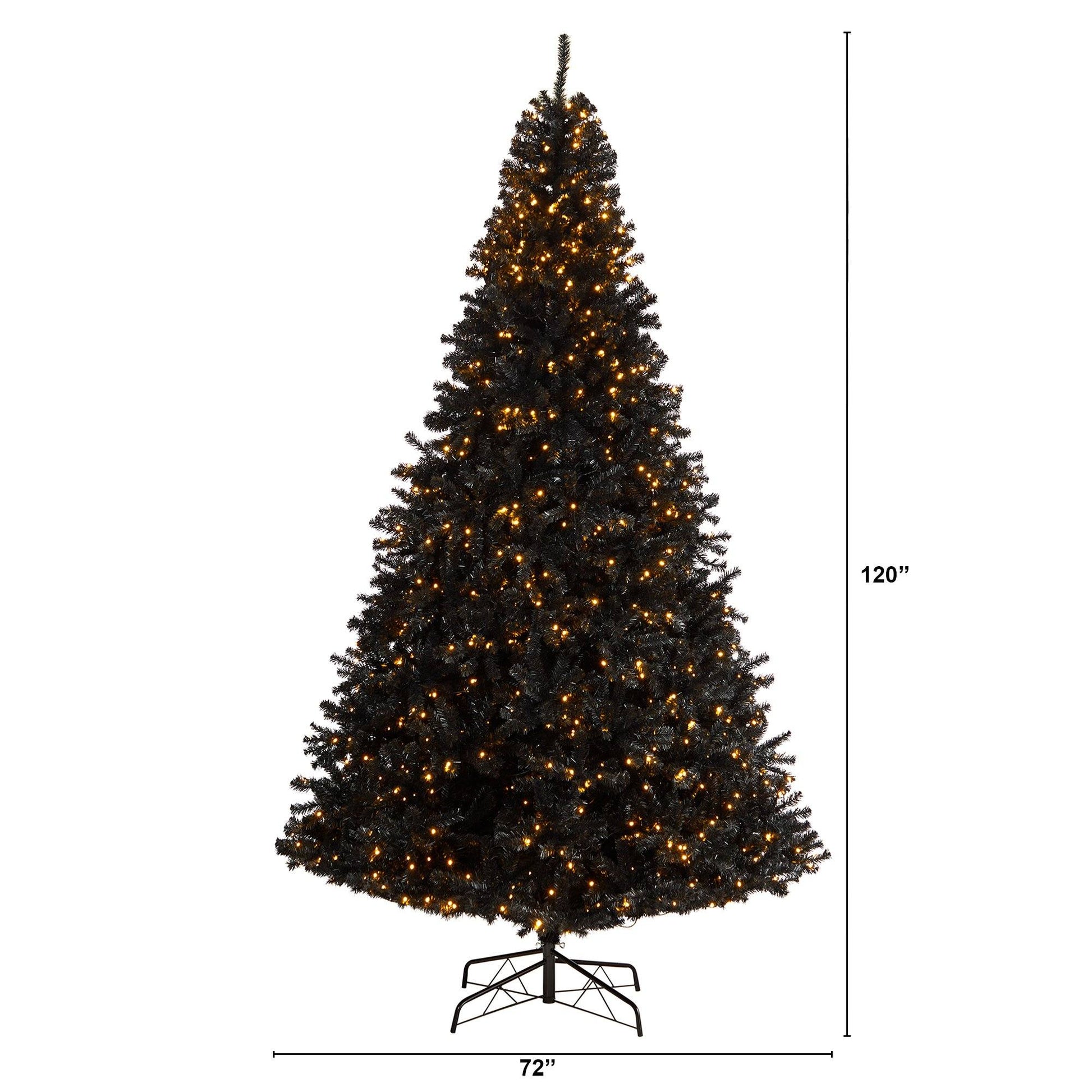 10’ Black Artificial Christmas Tree with 950 Clear LED Lights and 3056 Tips - TheBOX