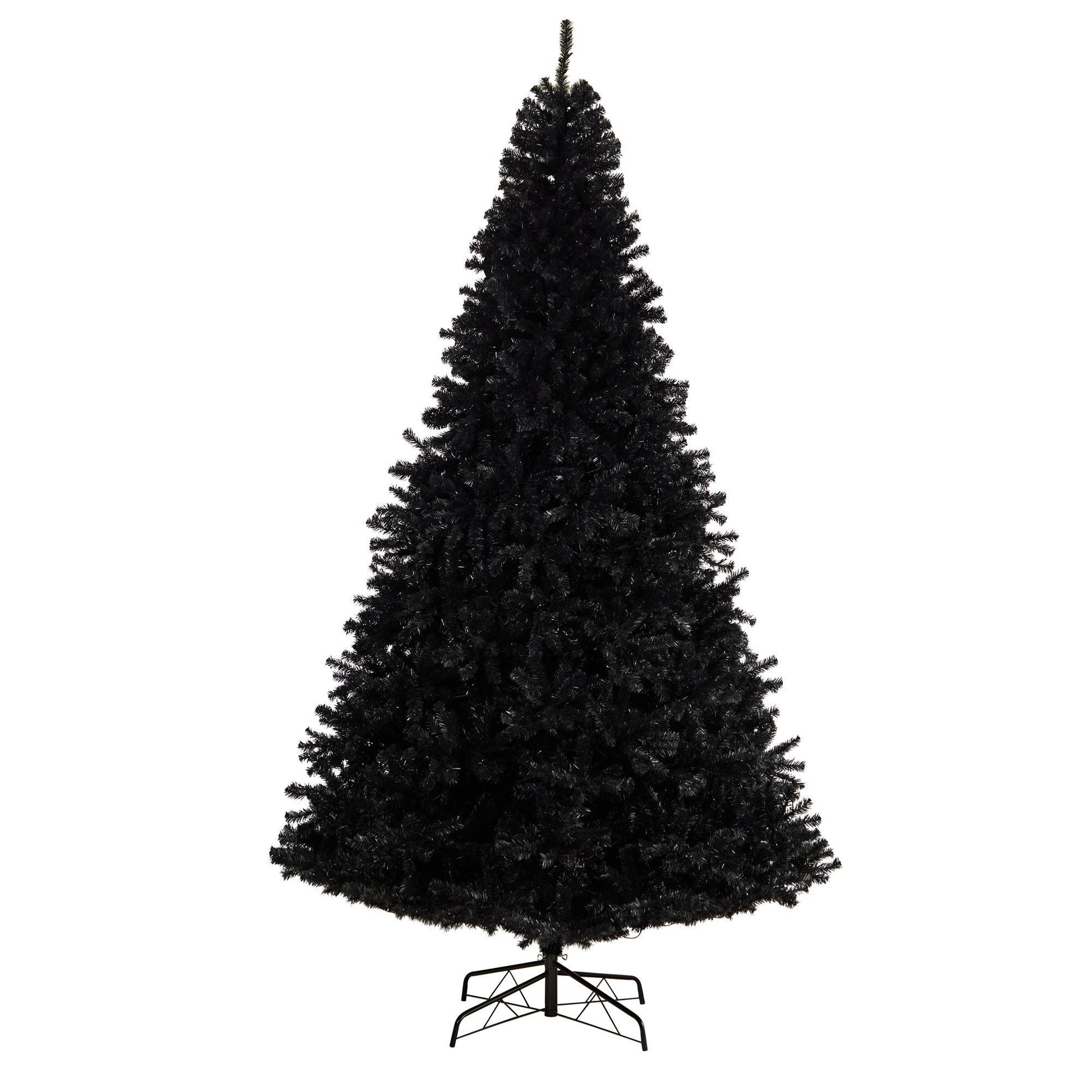 10’ Black Artificial Christmas Tree with 950 Clear LED Lights and 3056 Tips - TheBOX