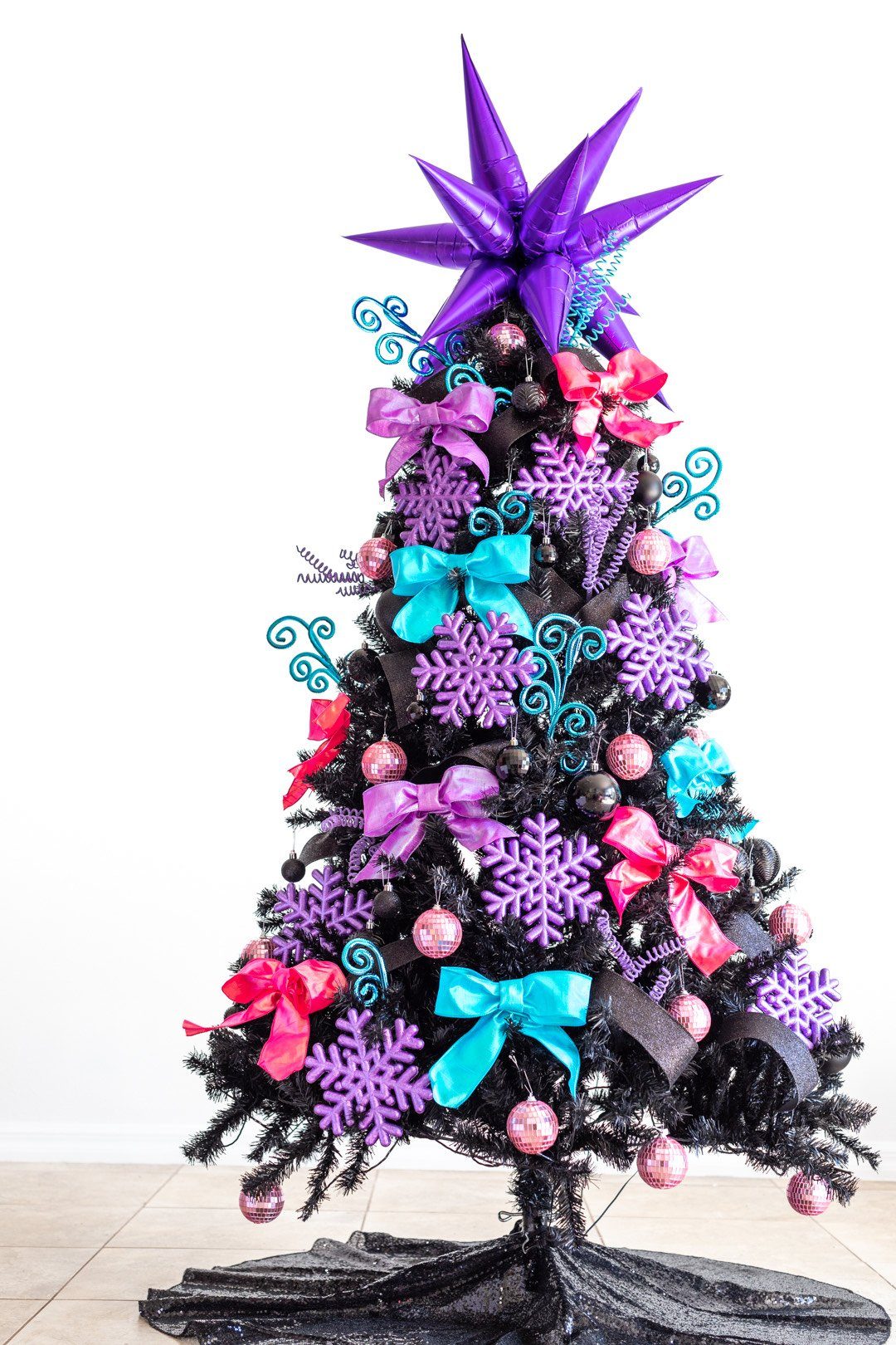 10’ Black Artificial Christmas Tree with 950 Clear LED Lights and 3056 Tips - TheBOX