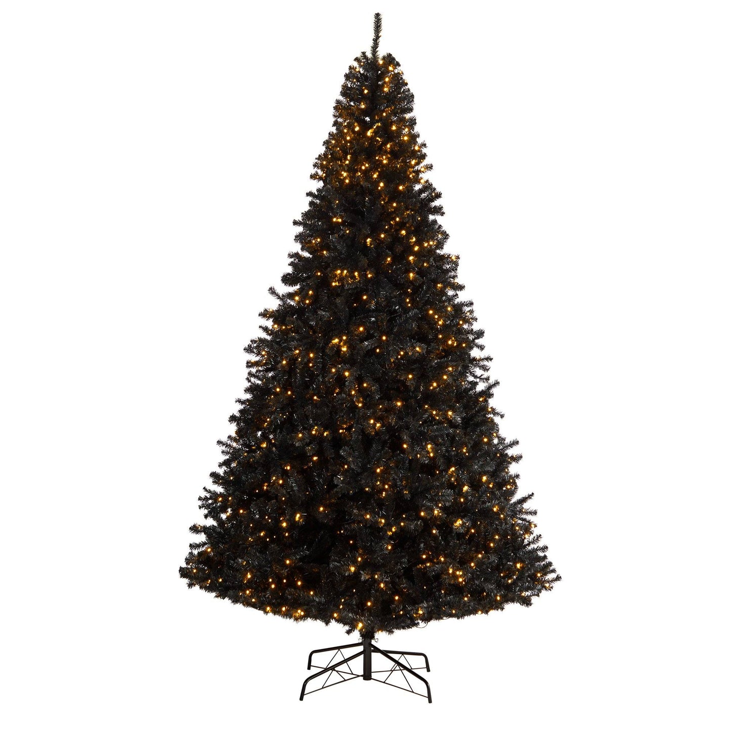 10’ Black Artificial Christmas Tree with 950 Clear LED Lights and 3056 Tips - TheBOX