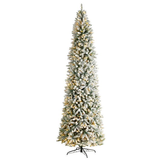 10’ Slim Flocked Montreal Fir Artificial Christmas Tree - TheBOX
