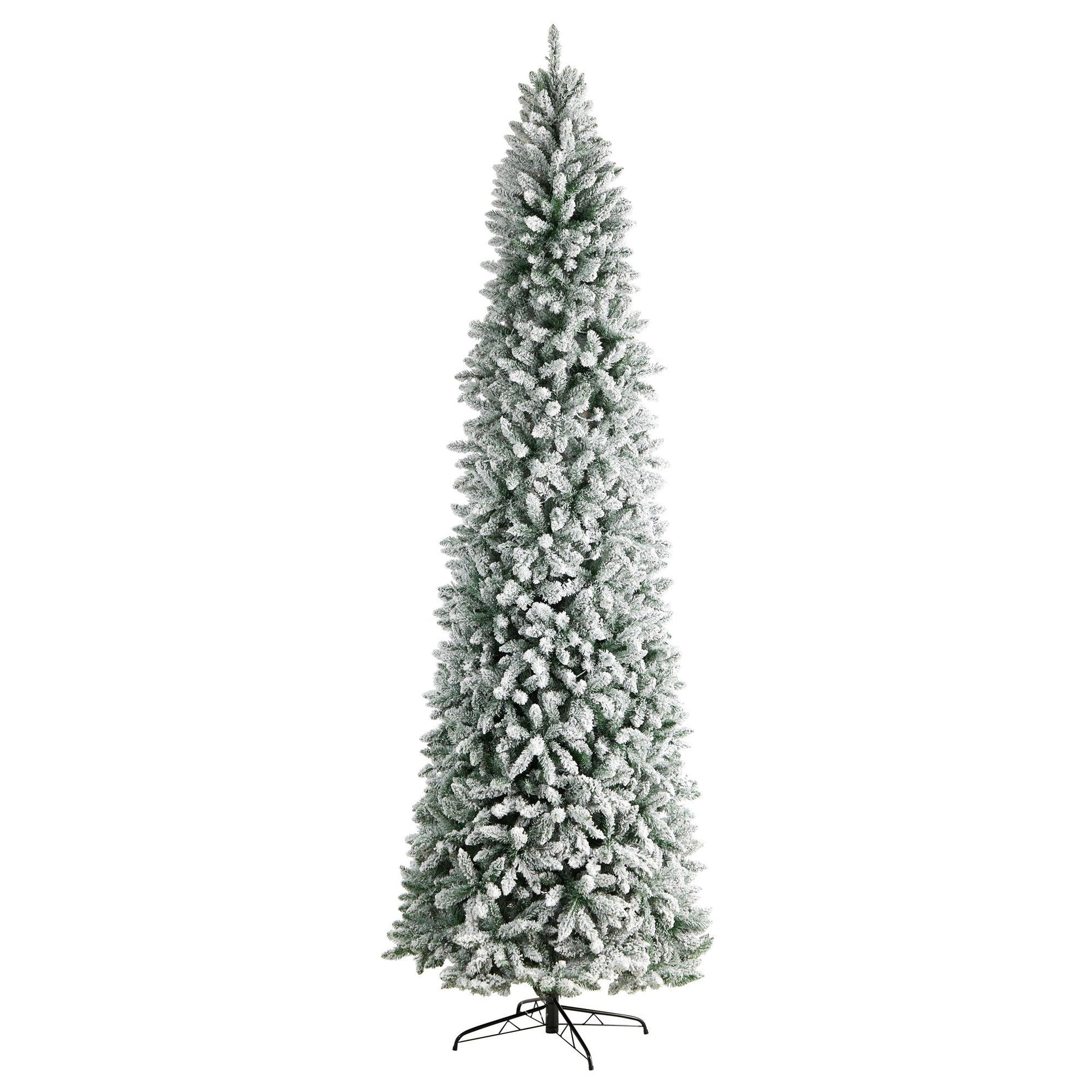 10’ Slim Flocked Montreal Fir Artificial Christmas Tree - TheBOX