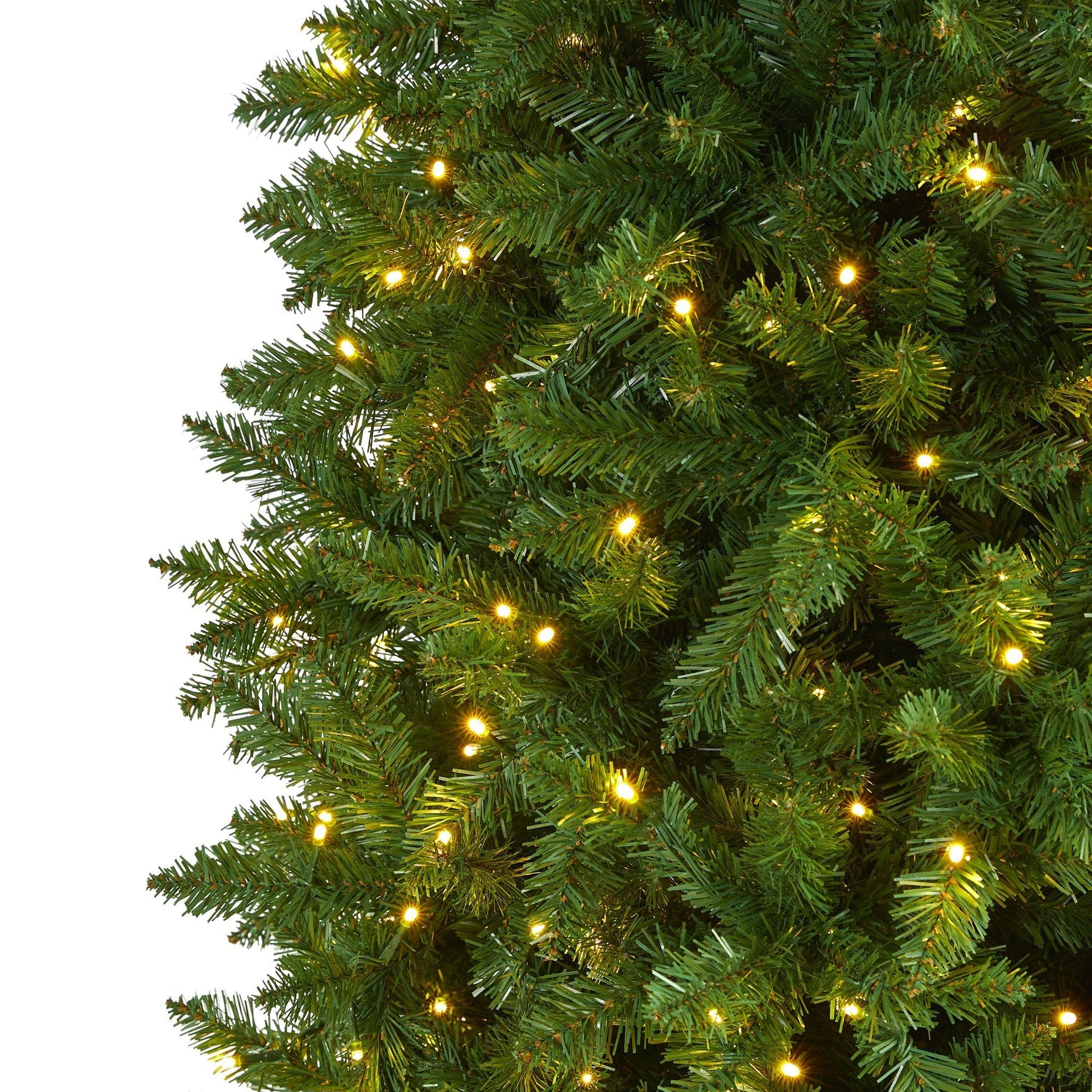 10’ Slim Green Mountain Pine Artificial Christmas Tree with 800 Clear LED Lights - TheBOX