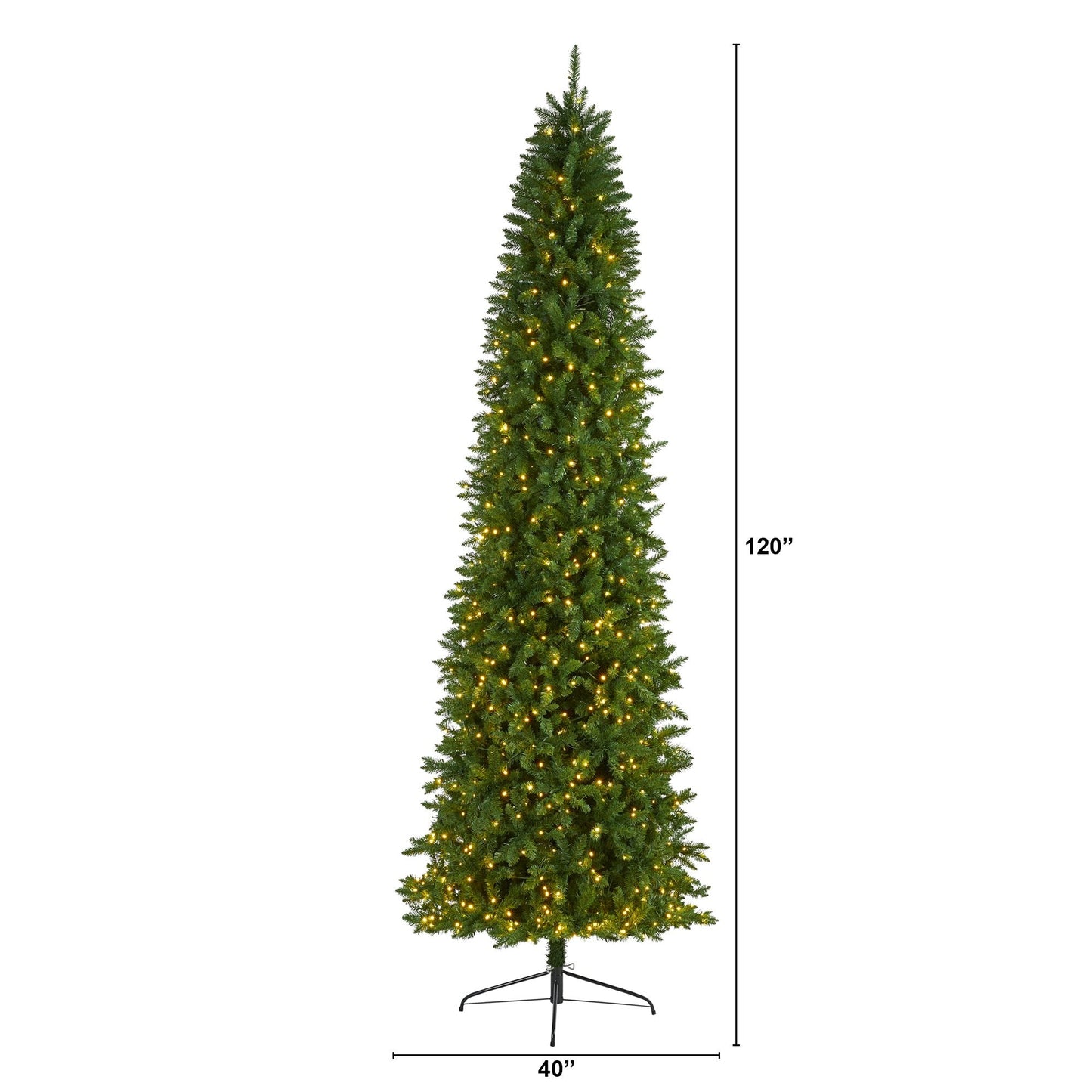 10’ Slim Green Mountain Pine Artificial Christmas Tree with 800 Clear LED Lights - TheBOX