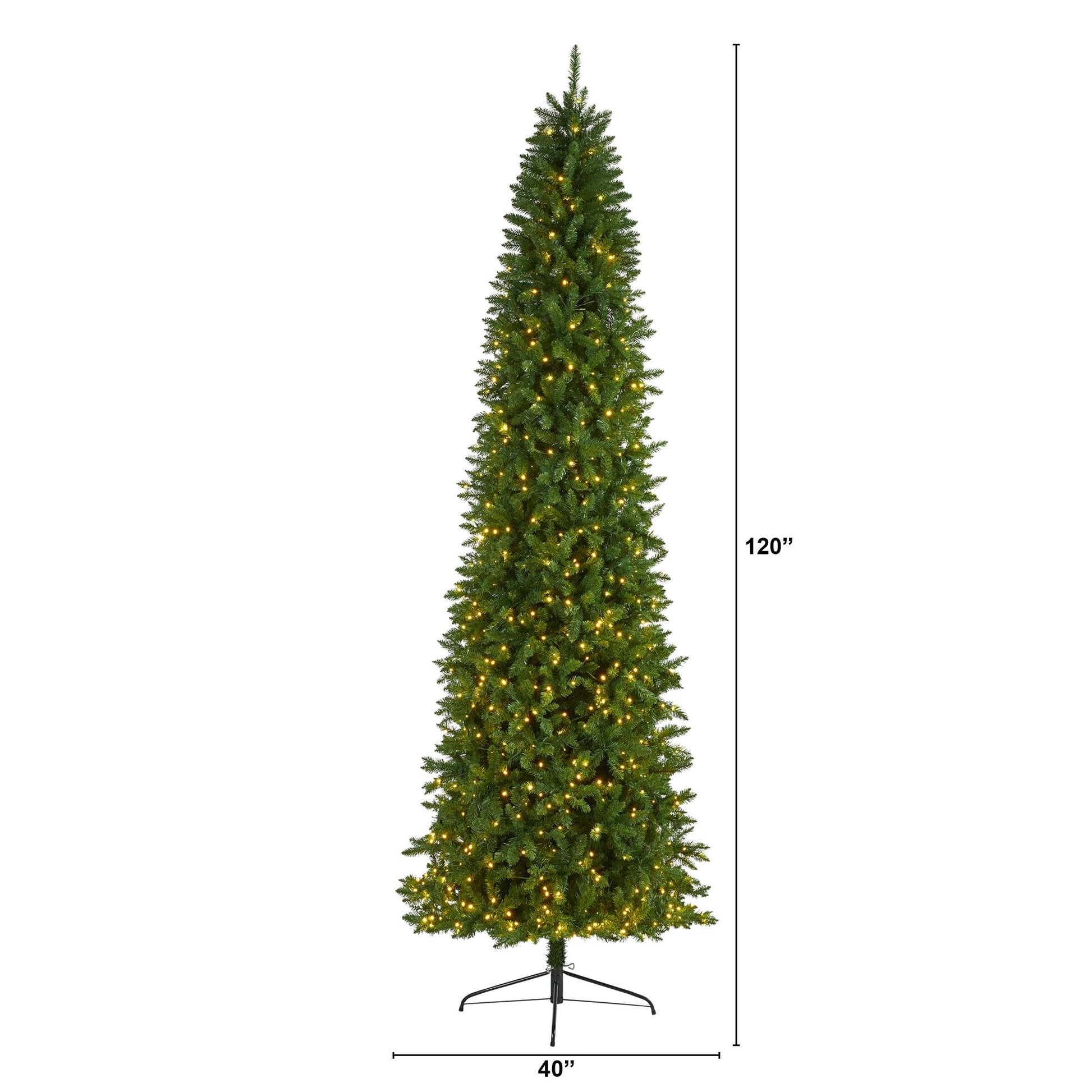 10’ Slim Green Mountain Pine Artificial Christmas Tree with 800 Clear LED Lights - TheBOX