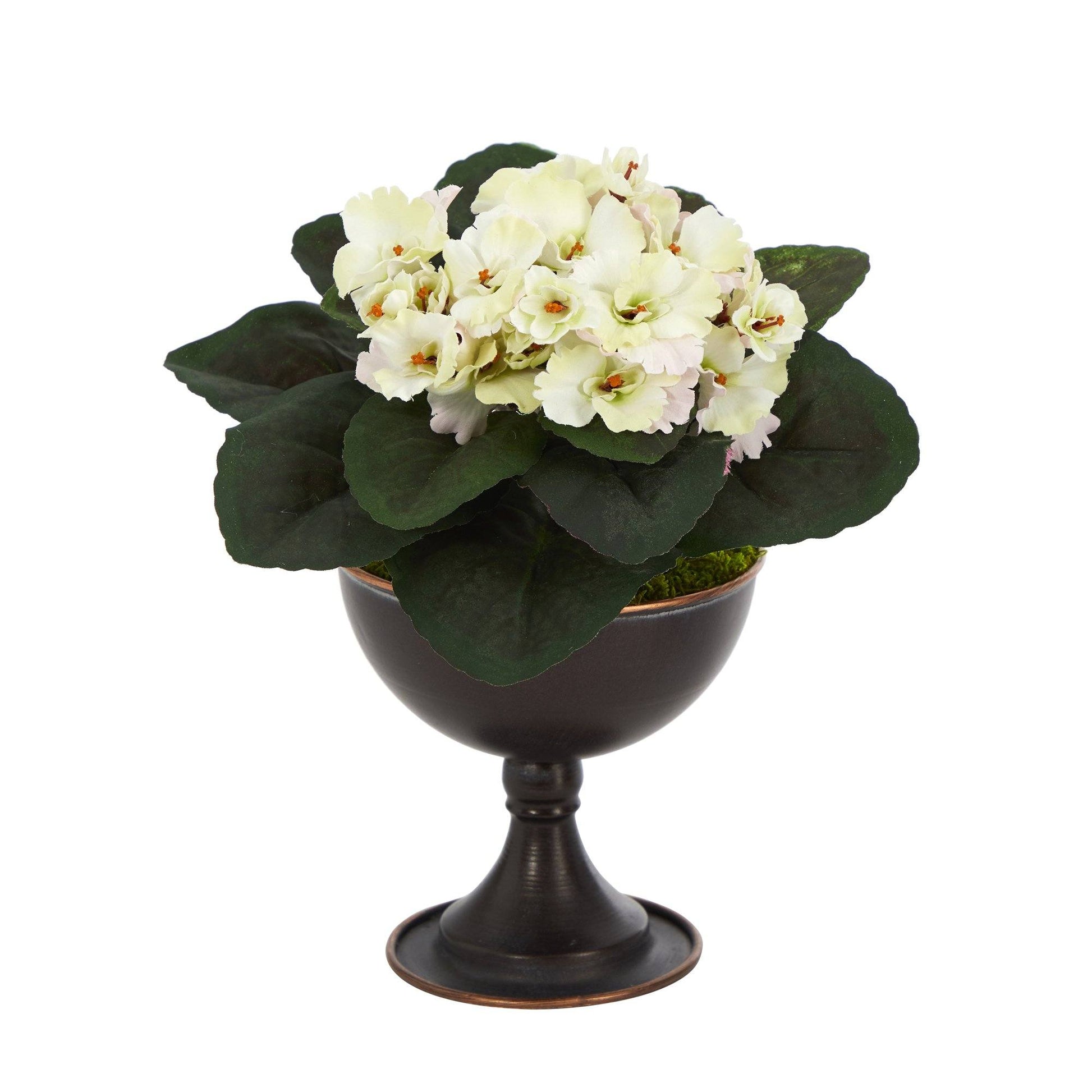 11” African Violet Artificial Plant in Metal Chalice - TheBOX