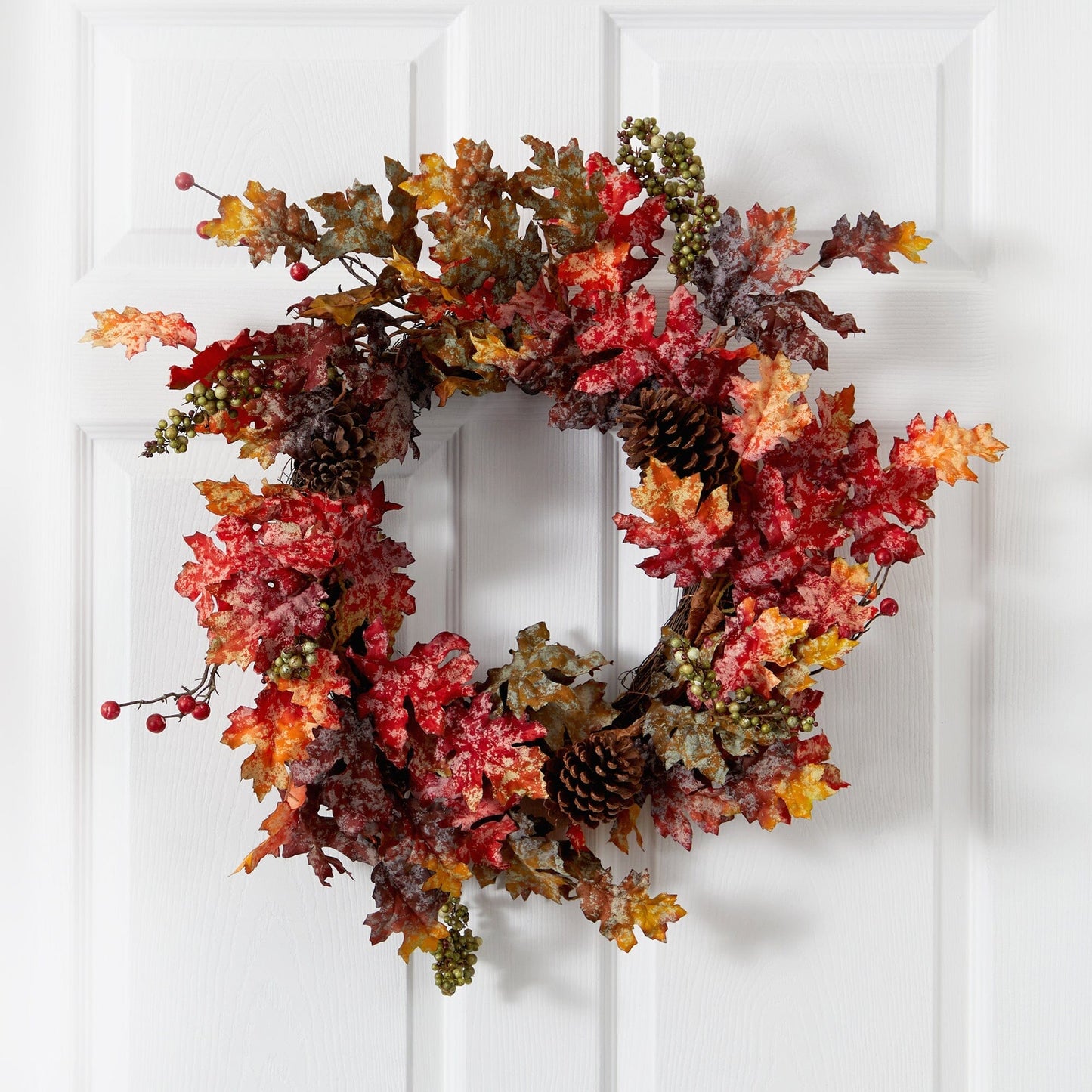 24” Autumn Maple, Berries and Pinecone Fall Artificial Wreath - TheBOX