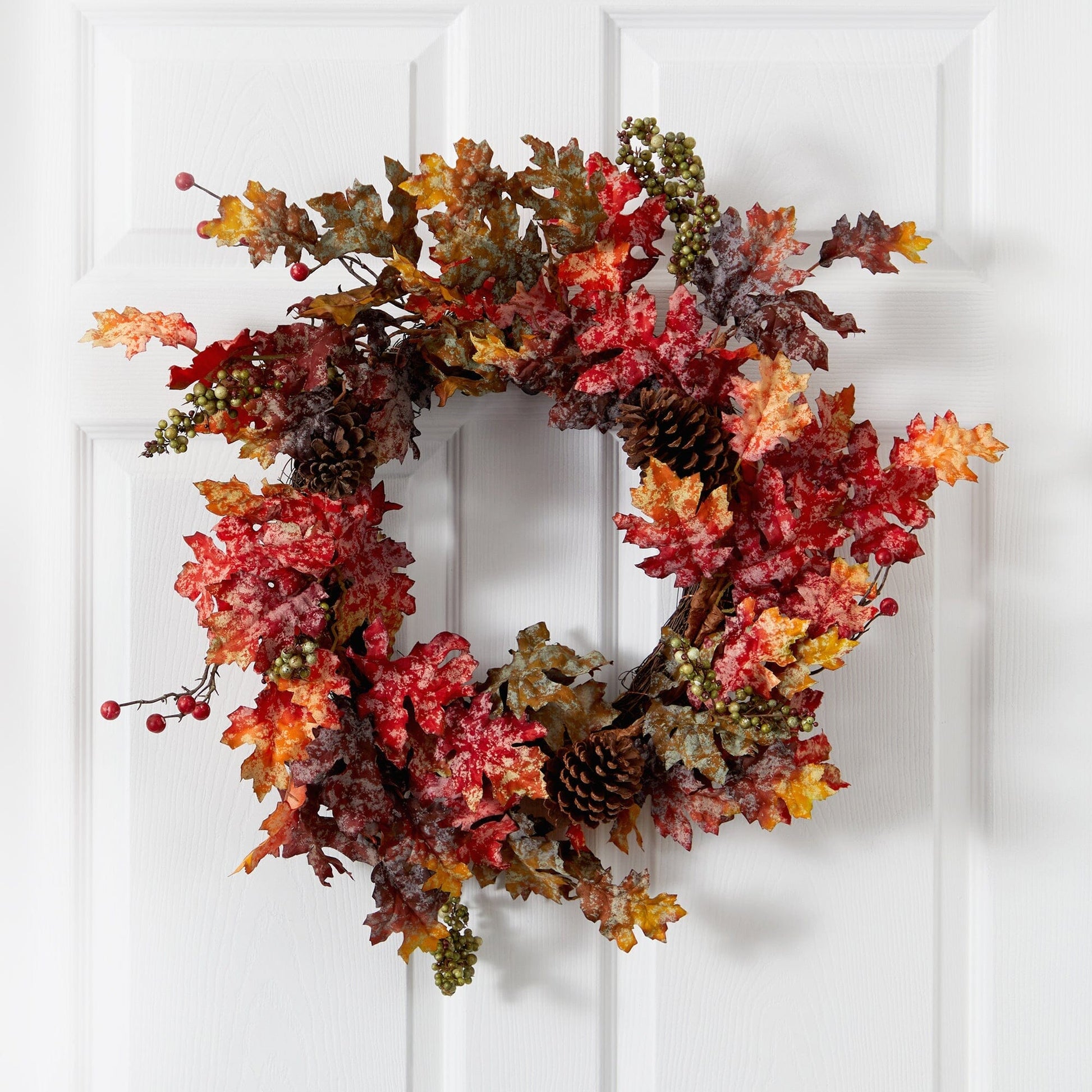 24” Autumn Maple, Berries and Pinecone Fall Artificial Wreath - TheBOX