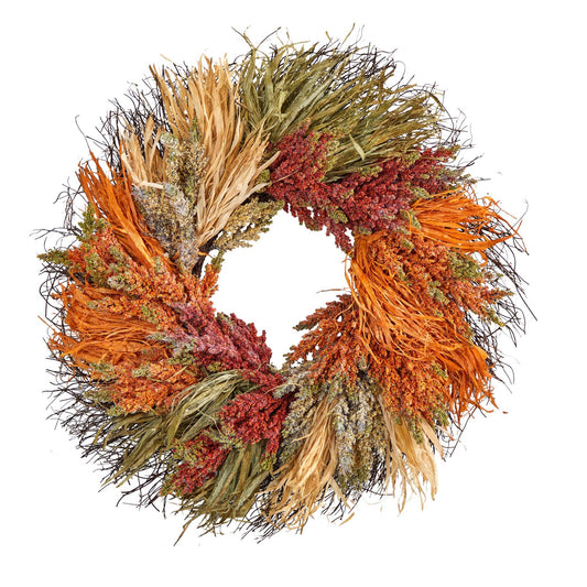 26” Fall Sorghum Harvest Autumn Artificial Wreath - TheBOX